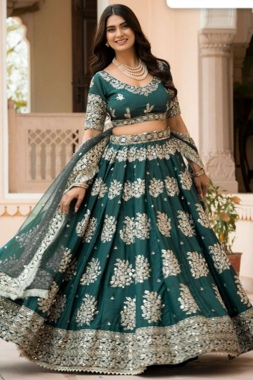 Crazycloths22714 Premium French Crepe Embroidey & Sequins Work Lehenga Choli