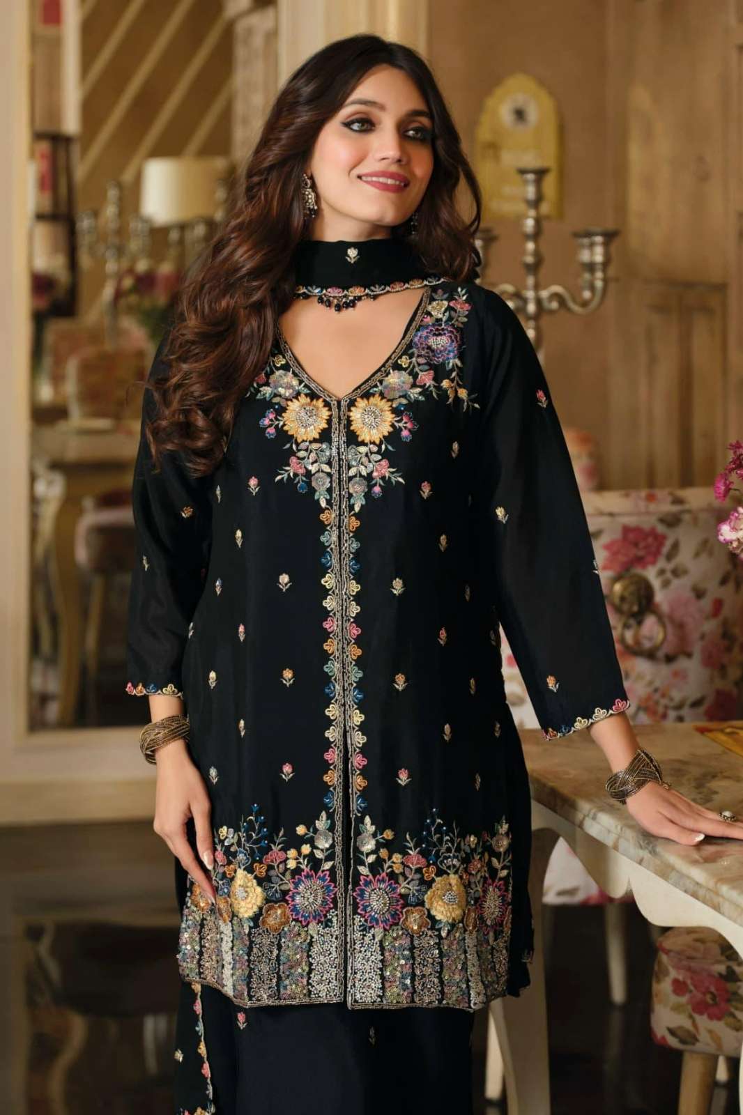 Eba SANVI Ready to Wear Hevy chinon Beats work Salwar Suit
