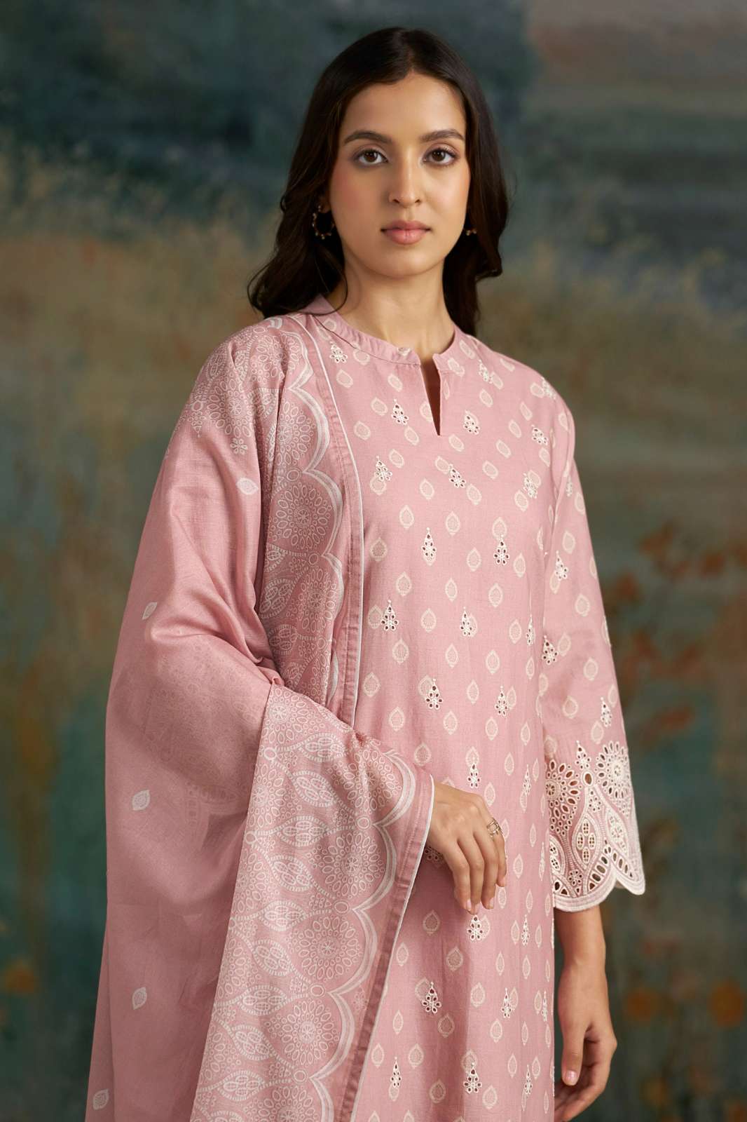 GANGA AADITA PREMIUM PURE COTTON SCHIFFLI EMBROIDERY WORK SUIT