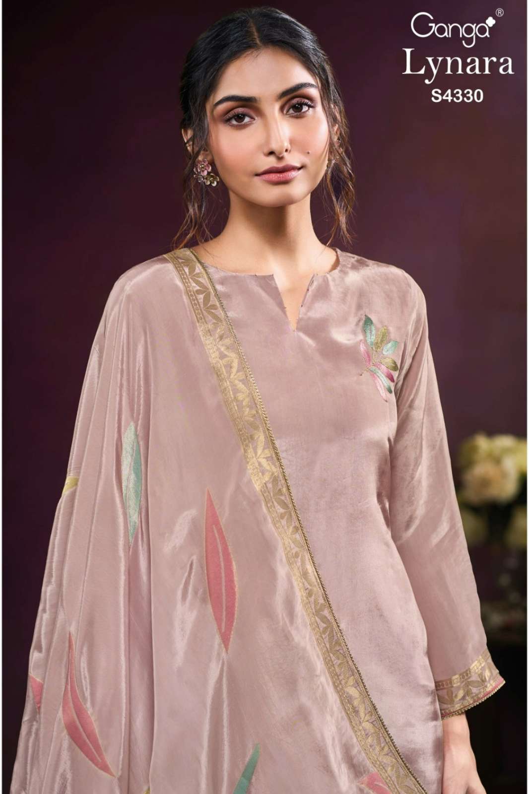GANGA LYNARA S4330 PREMIUM PURE KORA SILK JACQUARD EMBROIDERED SUIT