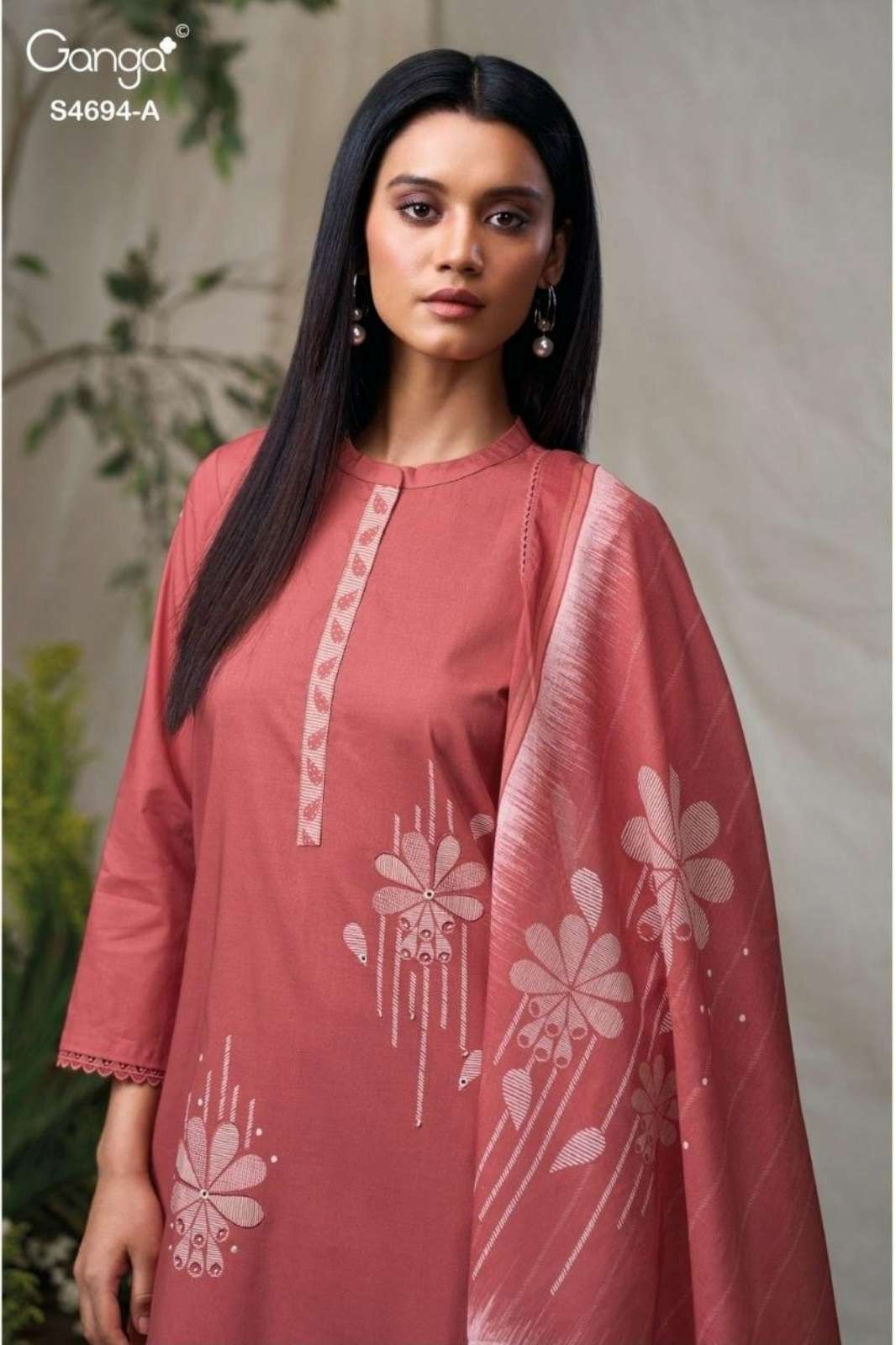 GANGA Presents AIYANAE 4694 PREMIUM COTTON PRINTED WITH HAND EMBROIDERY WORK SUIT