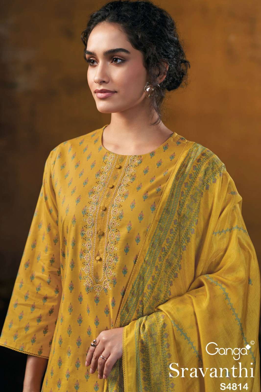 GANGA SRAVANTHI PREMIUM COTTON PRINTED & EMBROIDERY WORK SUIT