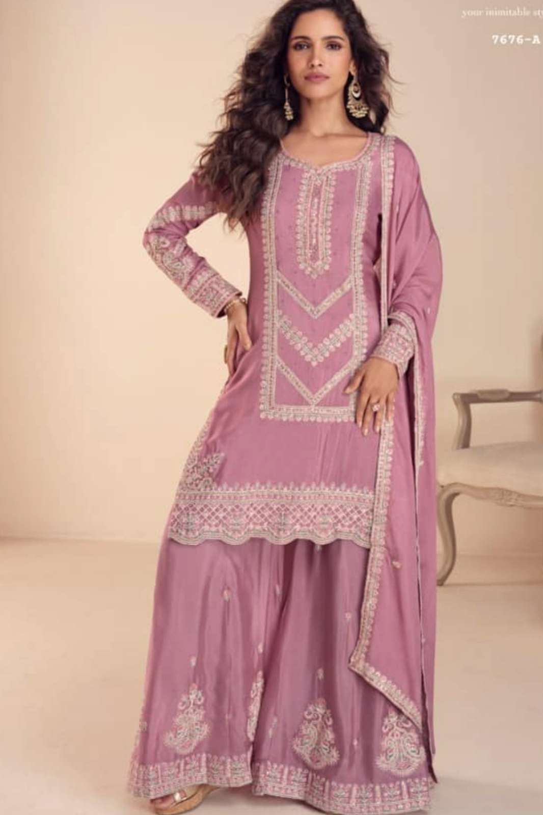 Gulkayra SAACHI Ready To Wear Real Chinon Embroidery Work Party wear suit