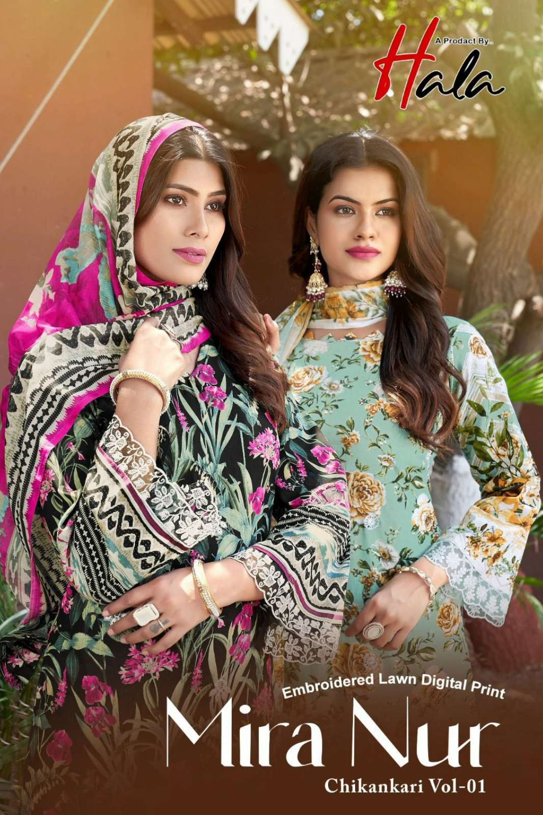 HALA MIRA NUR VOL 01 PURE COTTON PRINT WITH EMBRODERY & PATCH WORK SUIT 