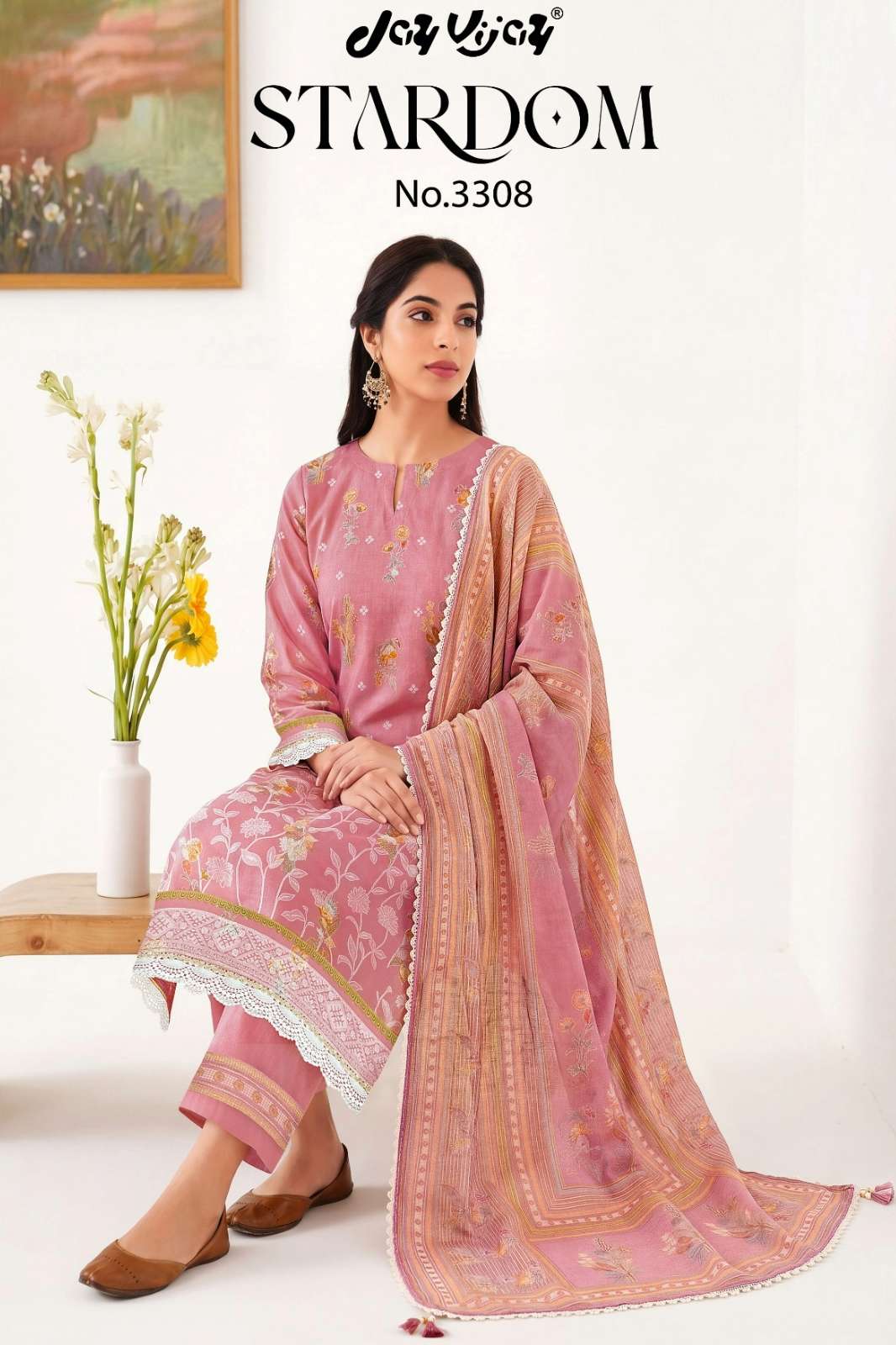 JAY VIJAY STARDOM PURE MAL CHANDERI JACQUARD DIGITAL PRINTED SUIT