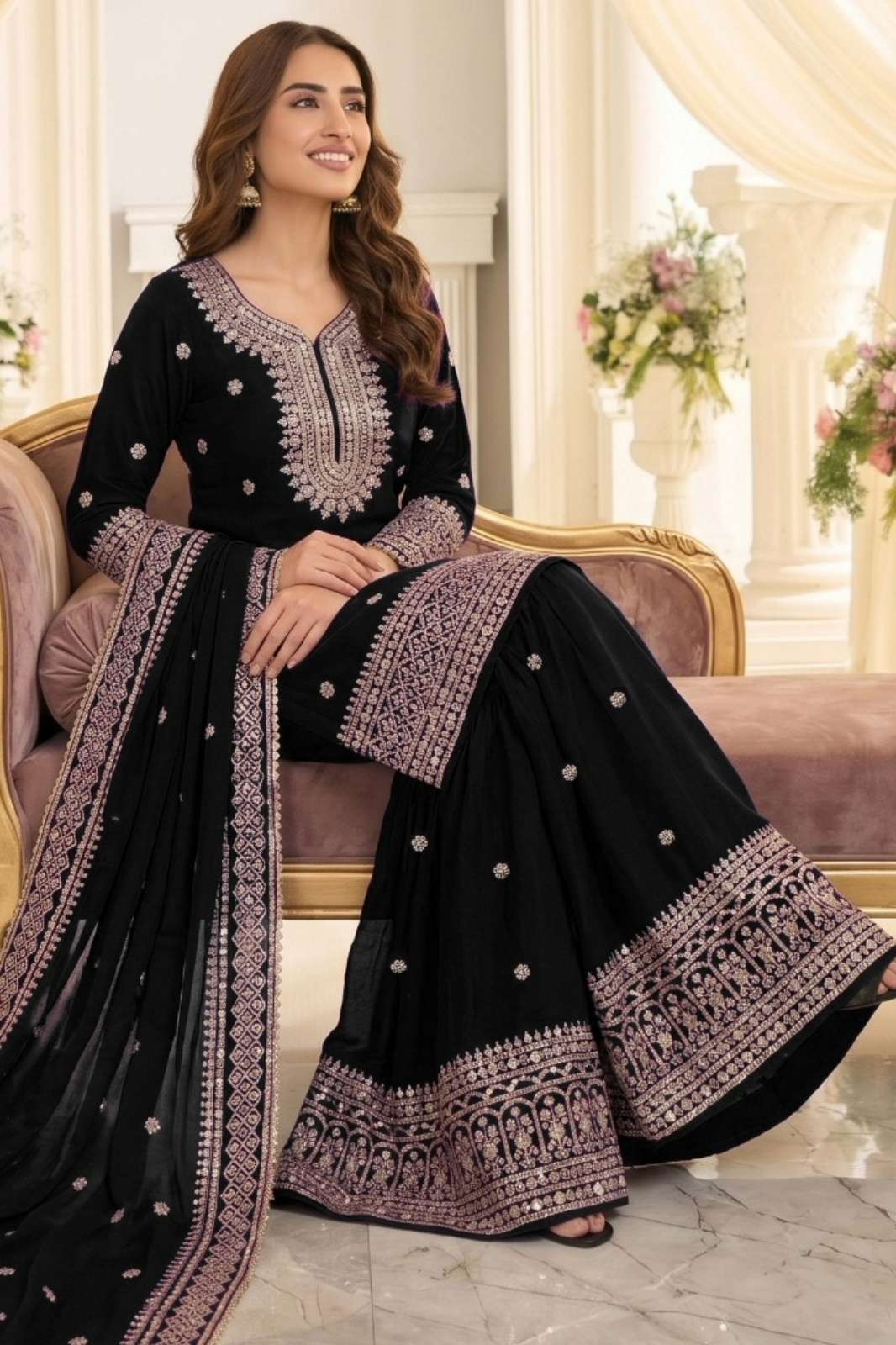 Kb Series KB 3323 Ready to Wear Chinon Beautiful Sequence & Embroidery work Suit
