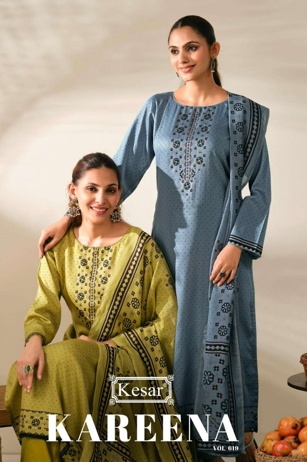 KESAR KAREENA VOL 619 PURE JAM SATIN DIGITAL PRINT & HANDWORK SUIT