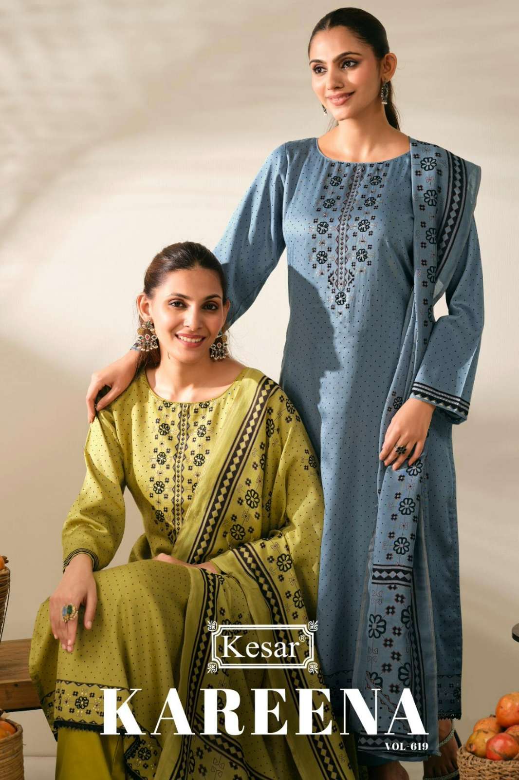 KESAR KAREENA VOL 619 PURE JAM SATIN DIGITALLY PRINTED WITH HANDWORK SUIT