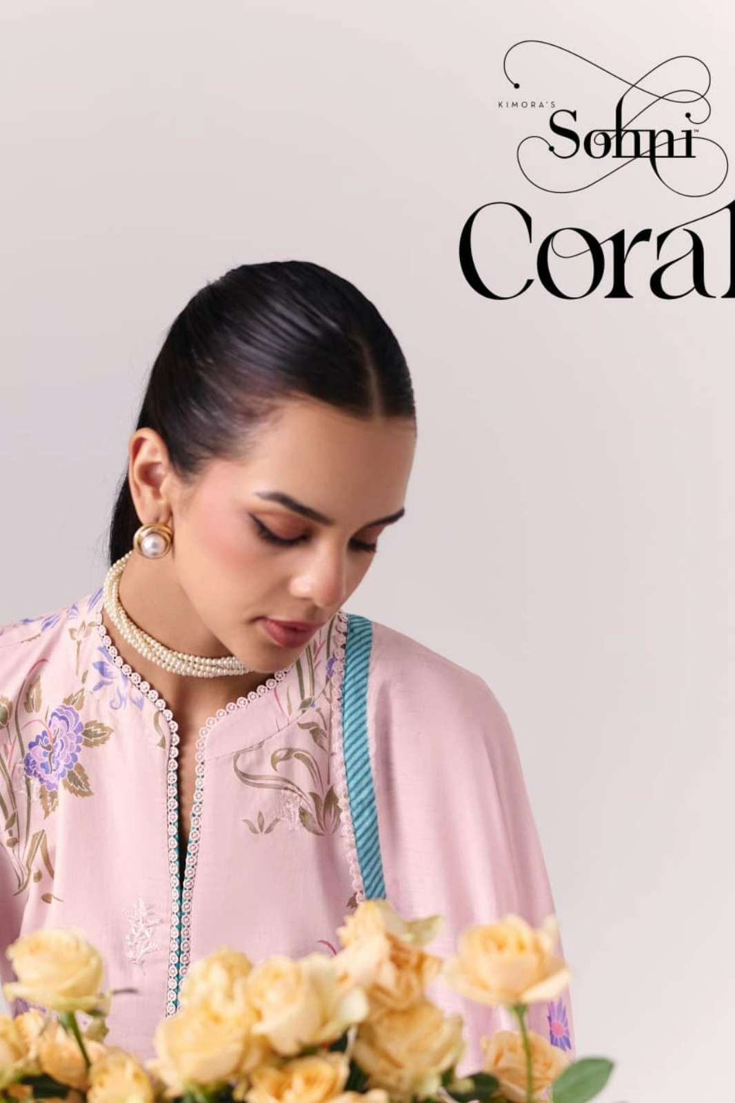 KIMORA SOHNI CORAL PURE COTTON LAWN DIGITALL PRINT & EMBROIDERY WORK SUIT