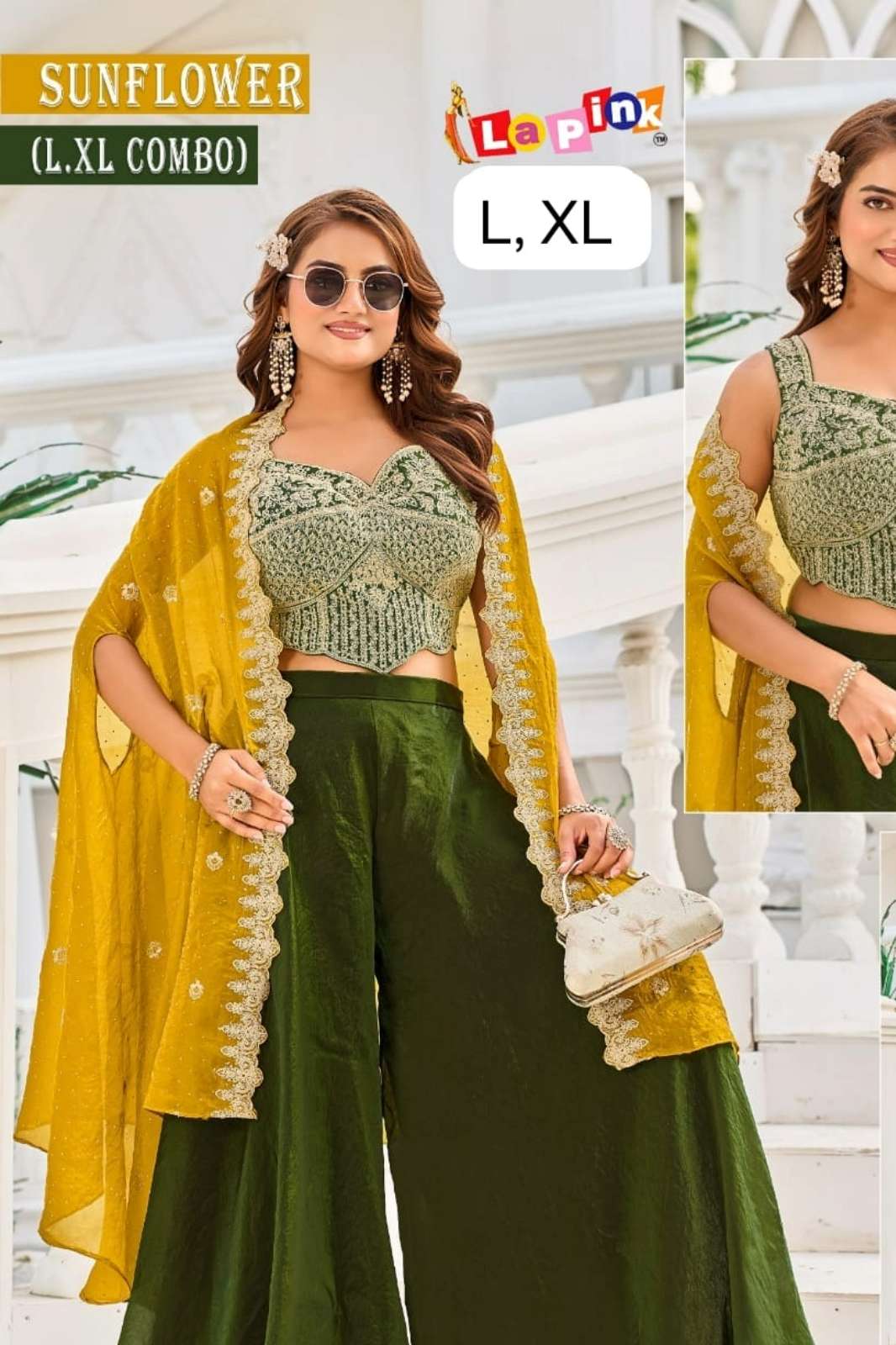 Lapink 22283 Fendi fabric Embroidered Stones work fancy designer three piece Indo western 