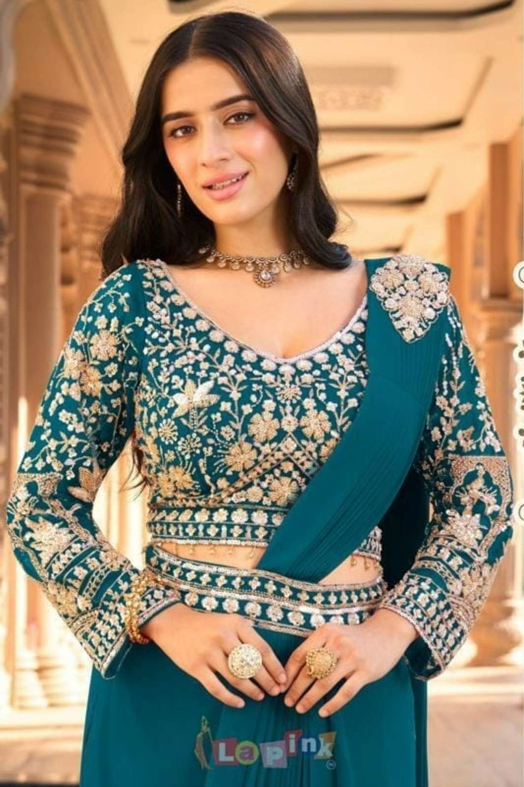 Lapink 22290 Ready to Wear Viscose Fabric Designer Beats work Pre drape Saree