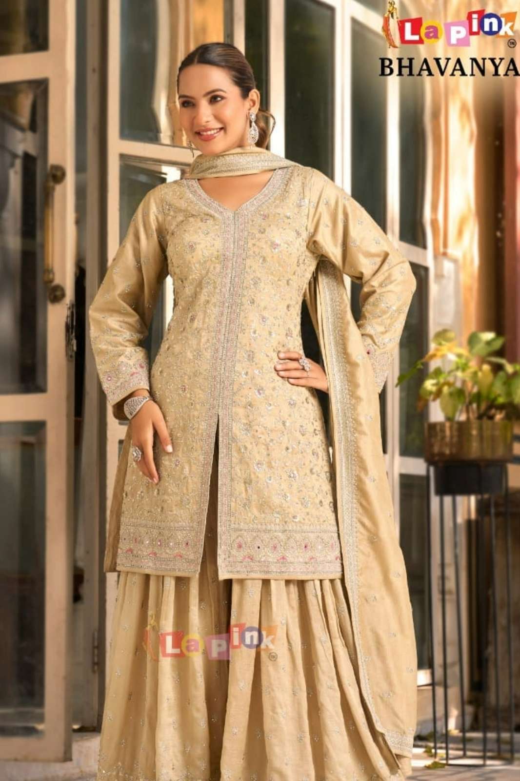 Lapink 22977 Silk fabric Embroidered sequence work Front Slit Designer Suit 