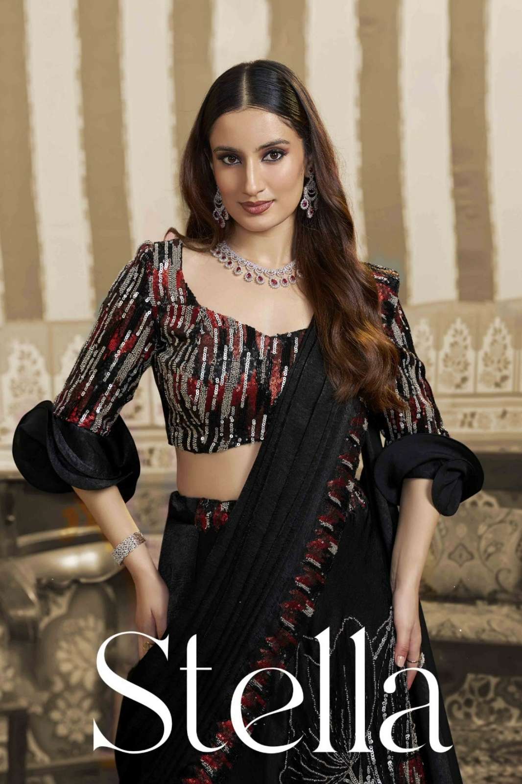 Mahotsav MOHMANTHAN 26400 STELLA Ready To Wear Multi fabric heavy work Lehenga Saree Collection