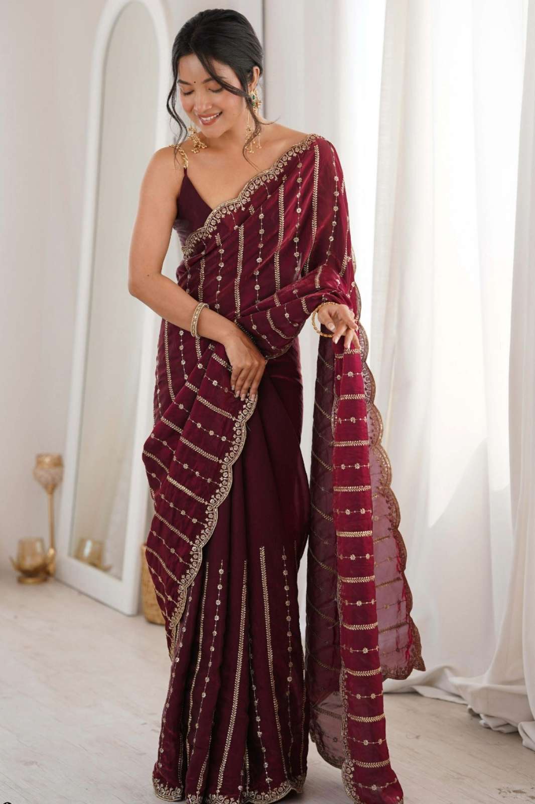 Mahotsav NISHA Fendy Satin Sequence & Embroidery Work Party Wear Saree