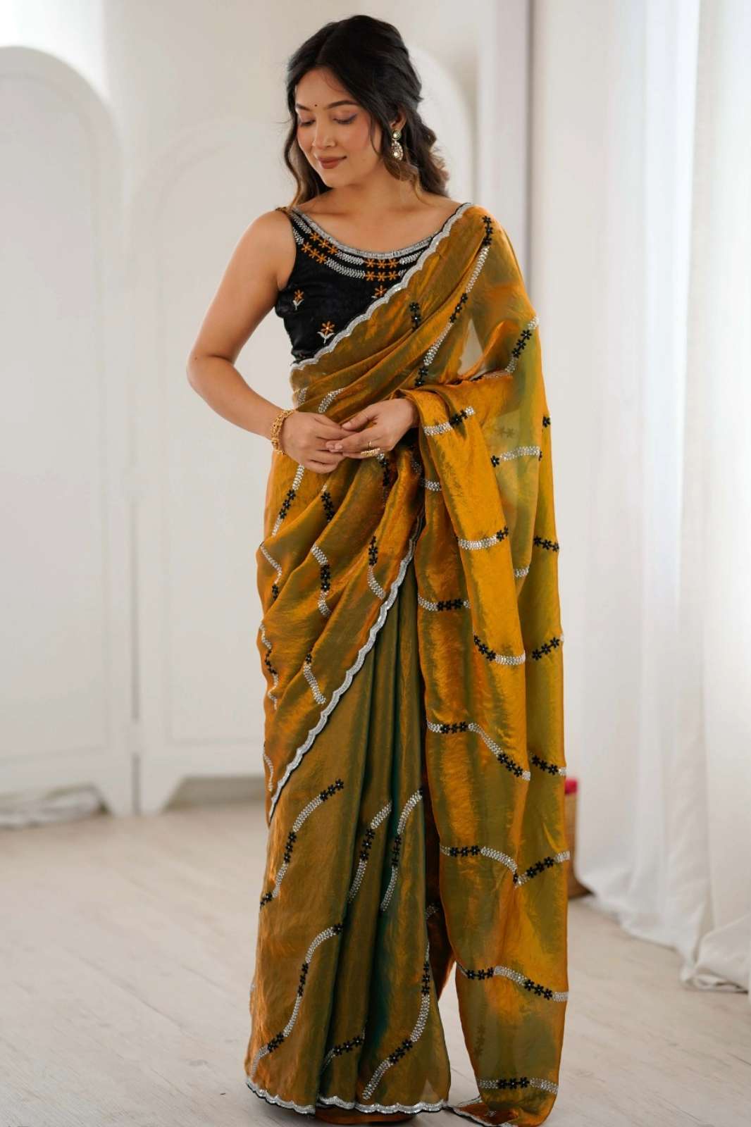 Mahotsav PANKHUDI Fendy Satin Sequence & Embroidery Work Party Wear Saree