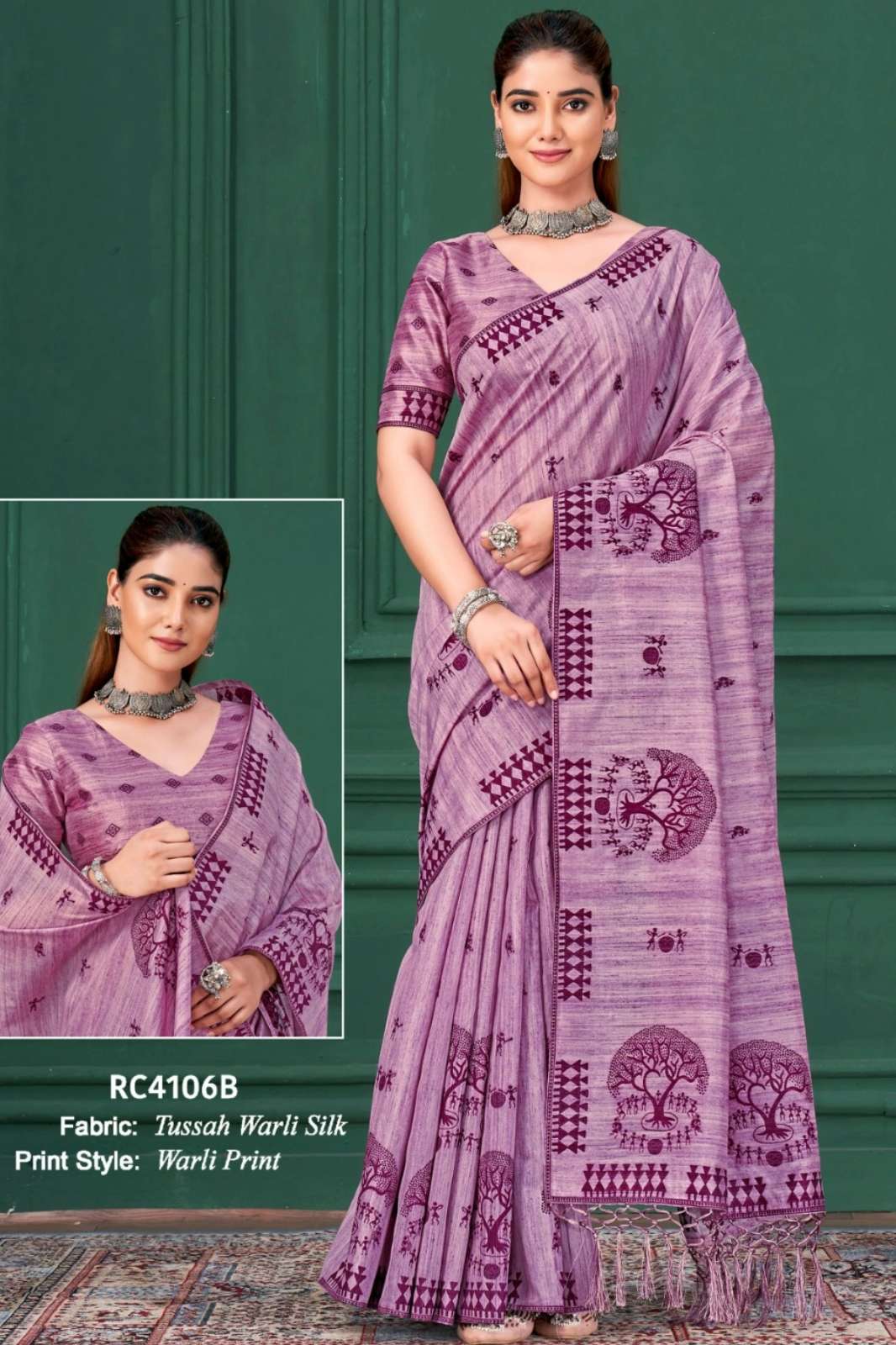 Mahotsav RC4100 SYAAHI Tussar warli Silk Warli Print Work Saree 