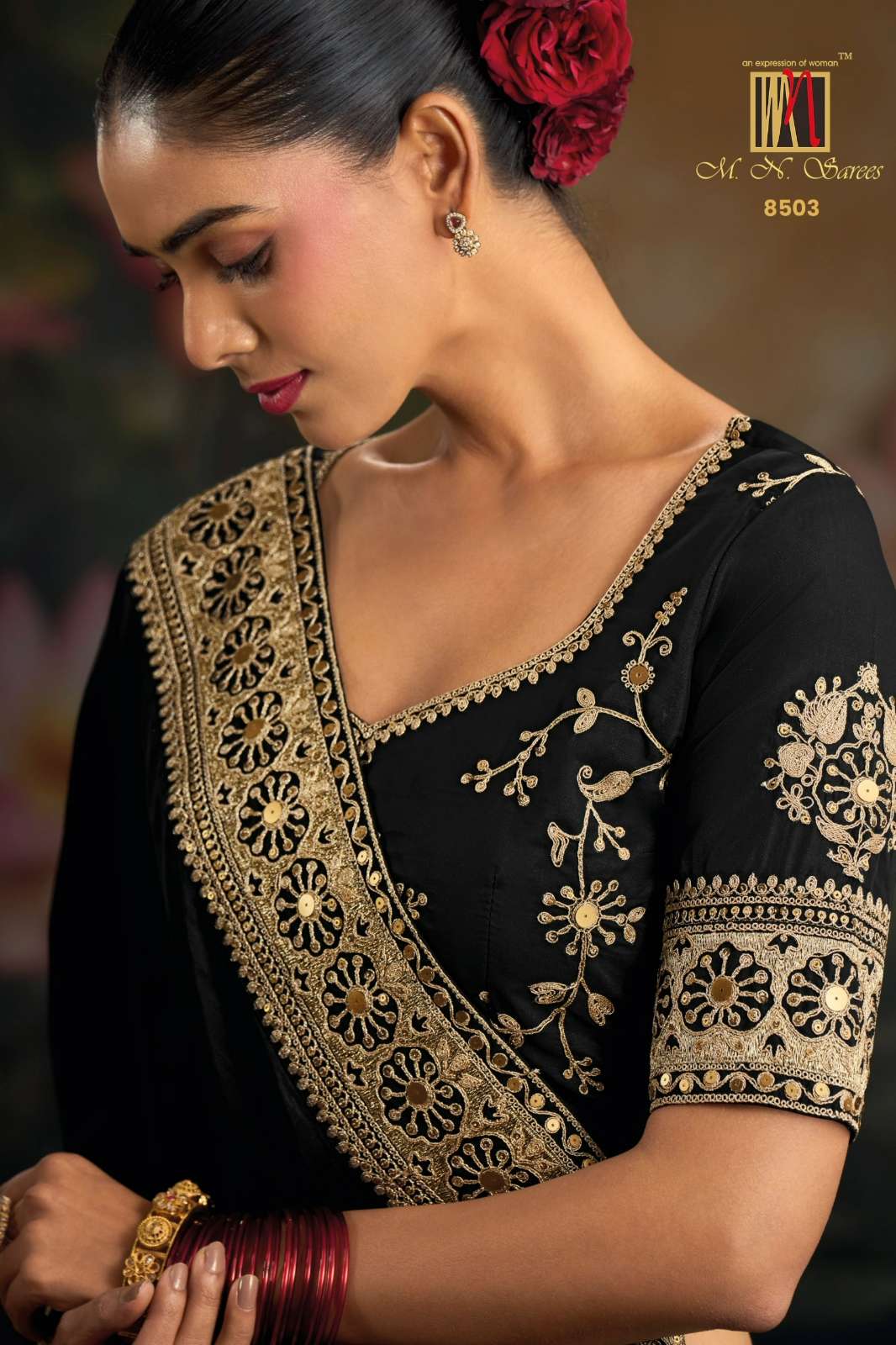 MN Presents MN 8500 Series  8501 TO 8508 Wedding Wear Multi Fabric Designer Saree