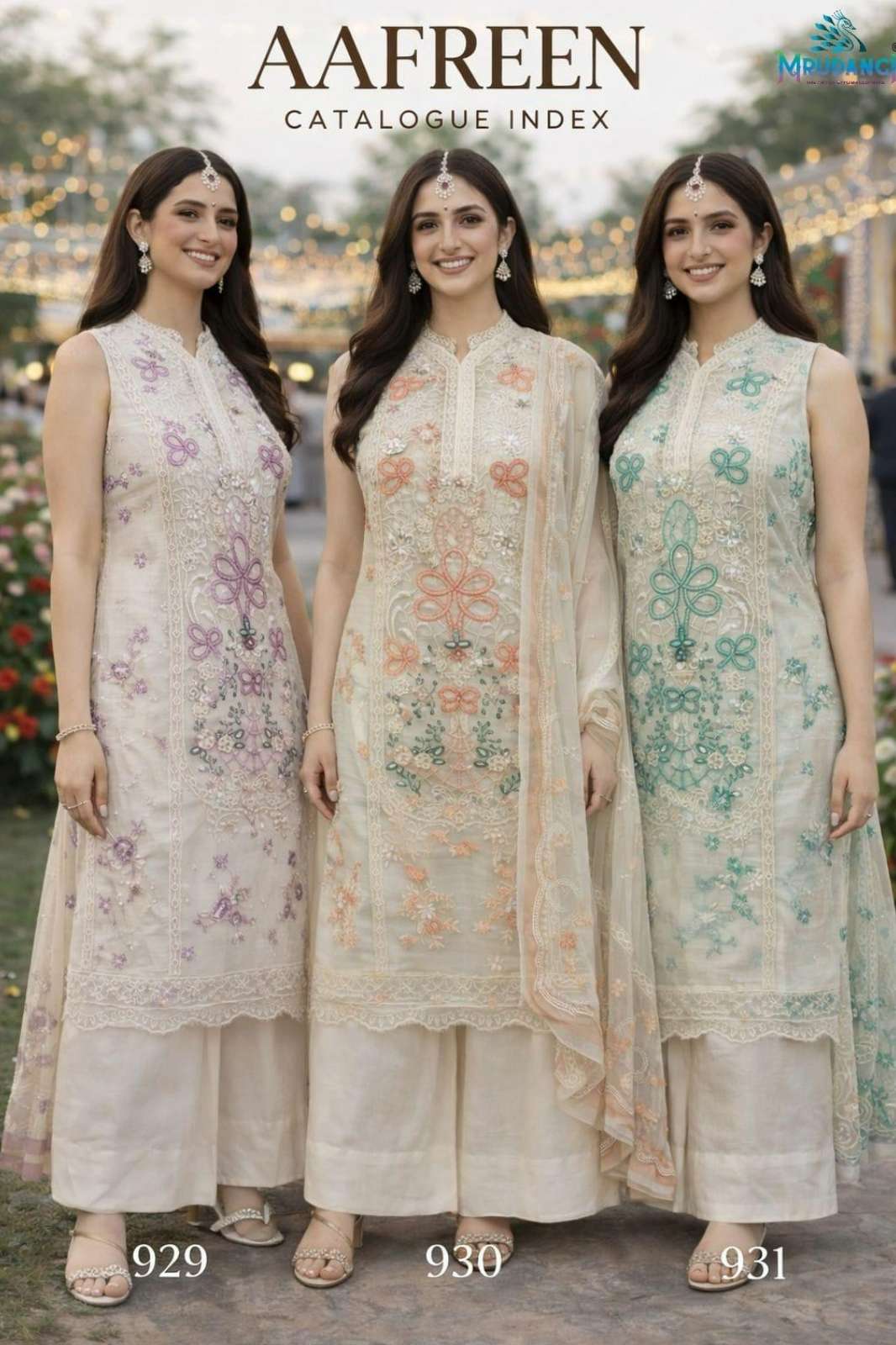 MRUDANGI AAFREEN READY TO WEAR PURE CHIFFON HEAVY EMBROIDERED & KHATLI WORK SUIT 