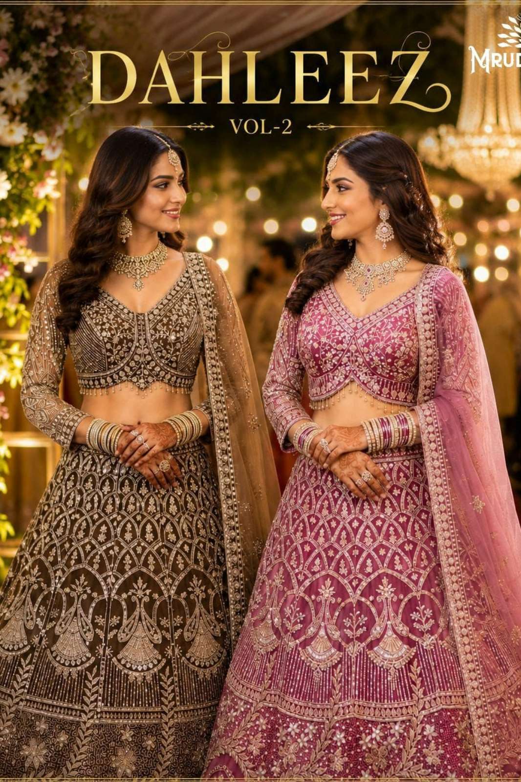 MRUDANGI DAHLEEZ VOL 2 READY TO WEAR REAL PREMIUM NET BEADS WORK WEDDING LEHENGA