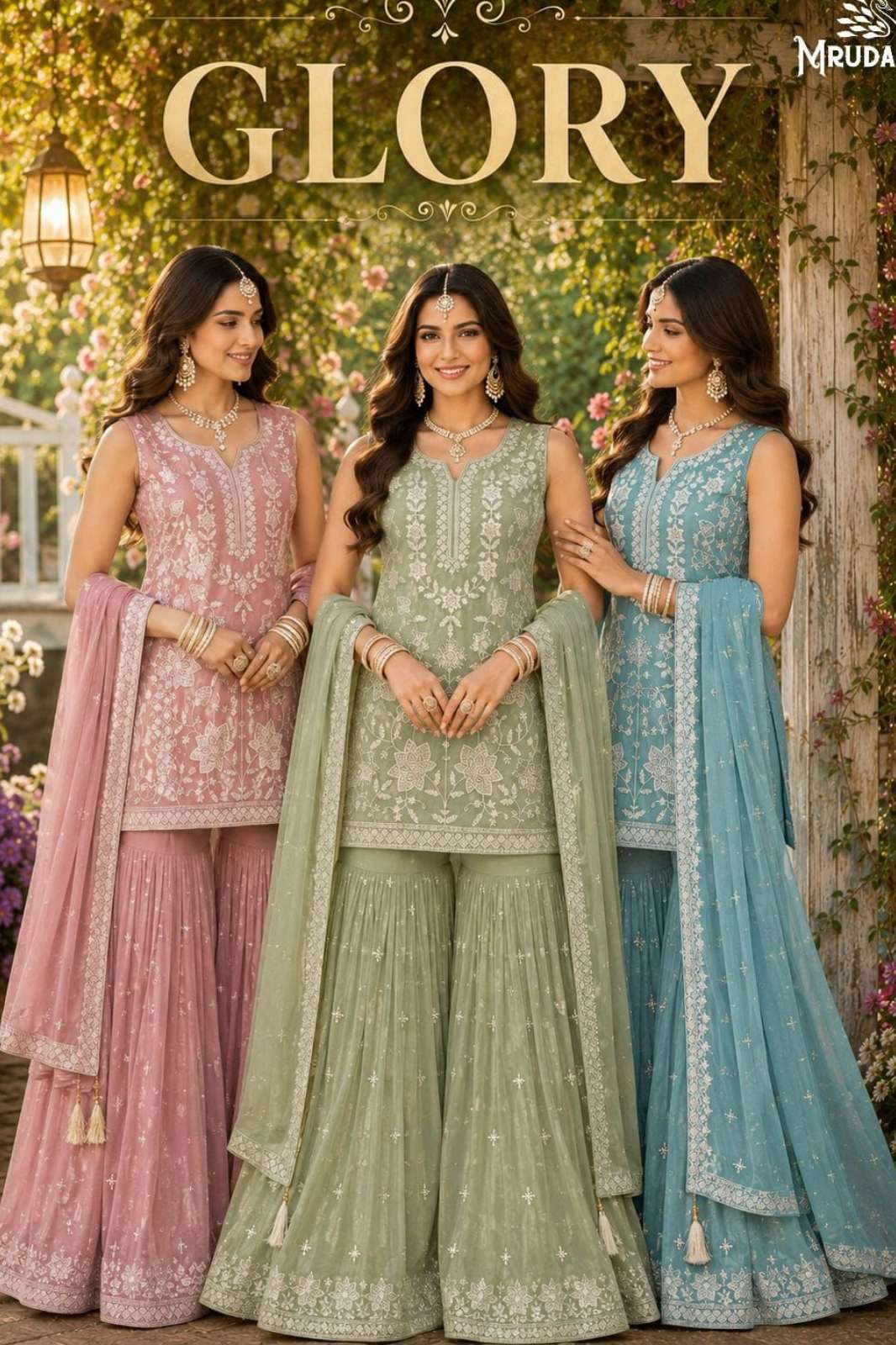 MRUDANGI GLORY REAL PREMIUM CHIFFON EMBROIDERED & SEQUENCE WORK SUIT 