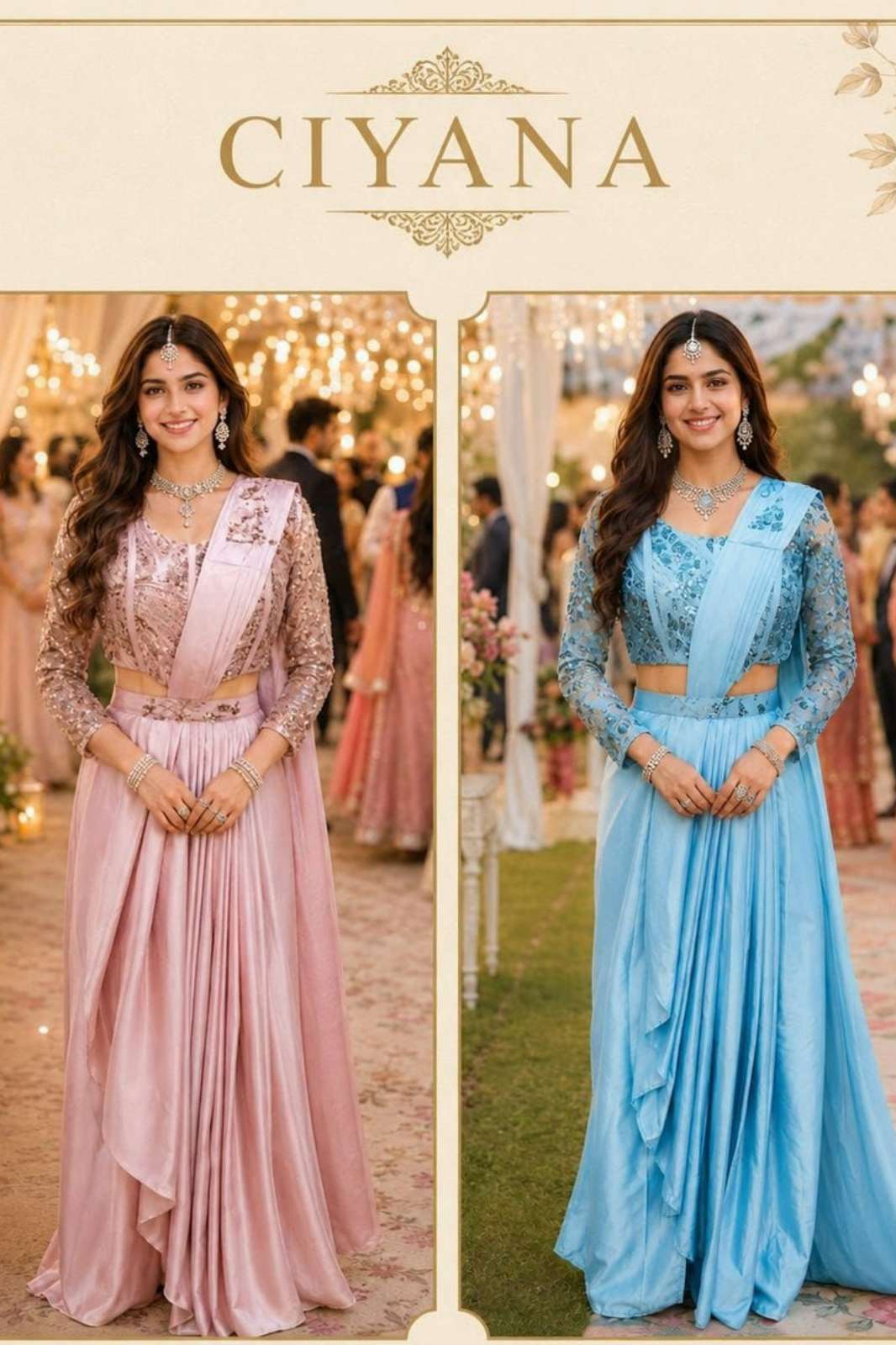 MRUDANGI HARSHITA READY TO WEAR PREMIUM SATIN CRUSH HEAVY WORK SAREE