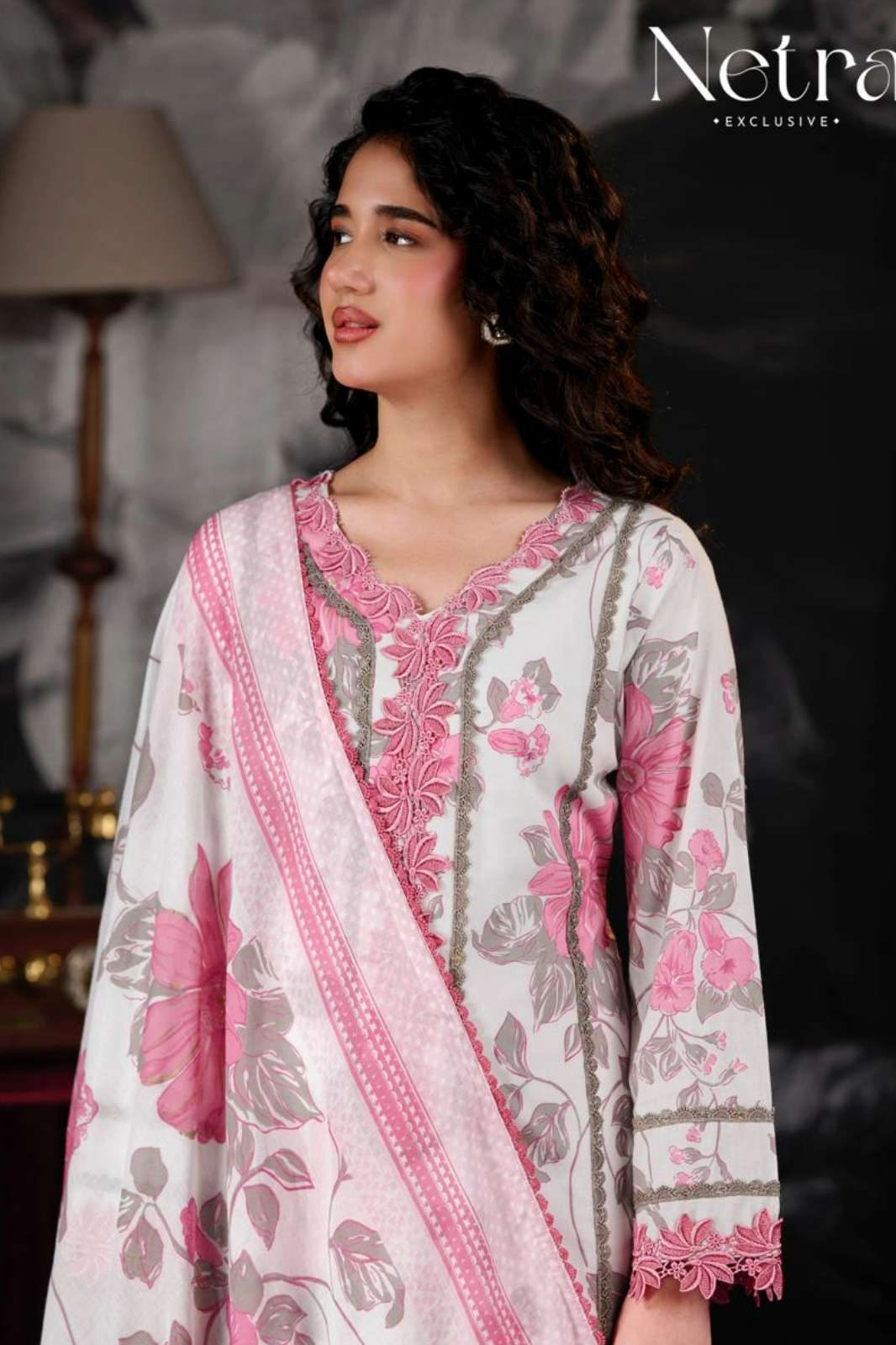 NETRA PALLAVI PURE BANARASI MUL CHANDERI DIGITAL PRINTED SUIT