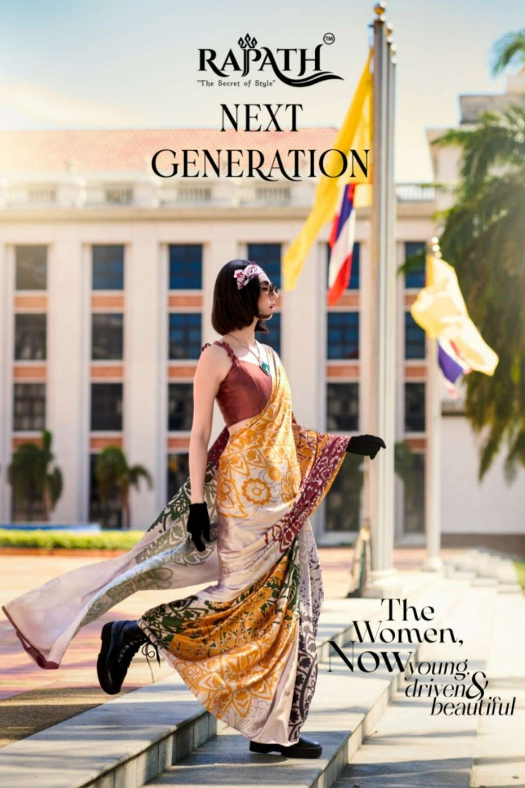 RAJPATH PRESENTS NEXT GENERATION Japan Satin With Modern Abstract Prints Saree