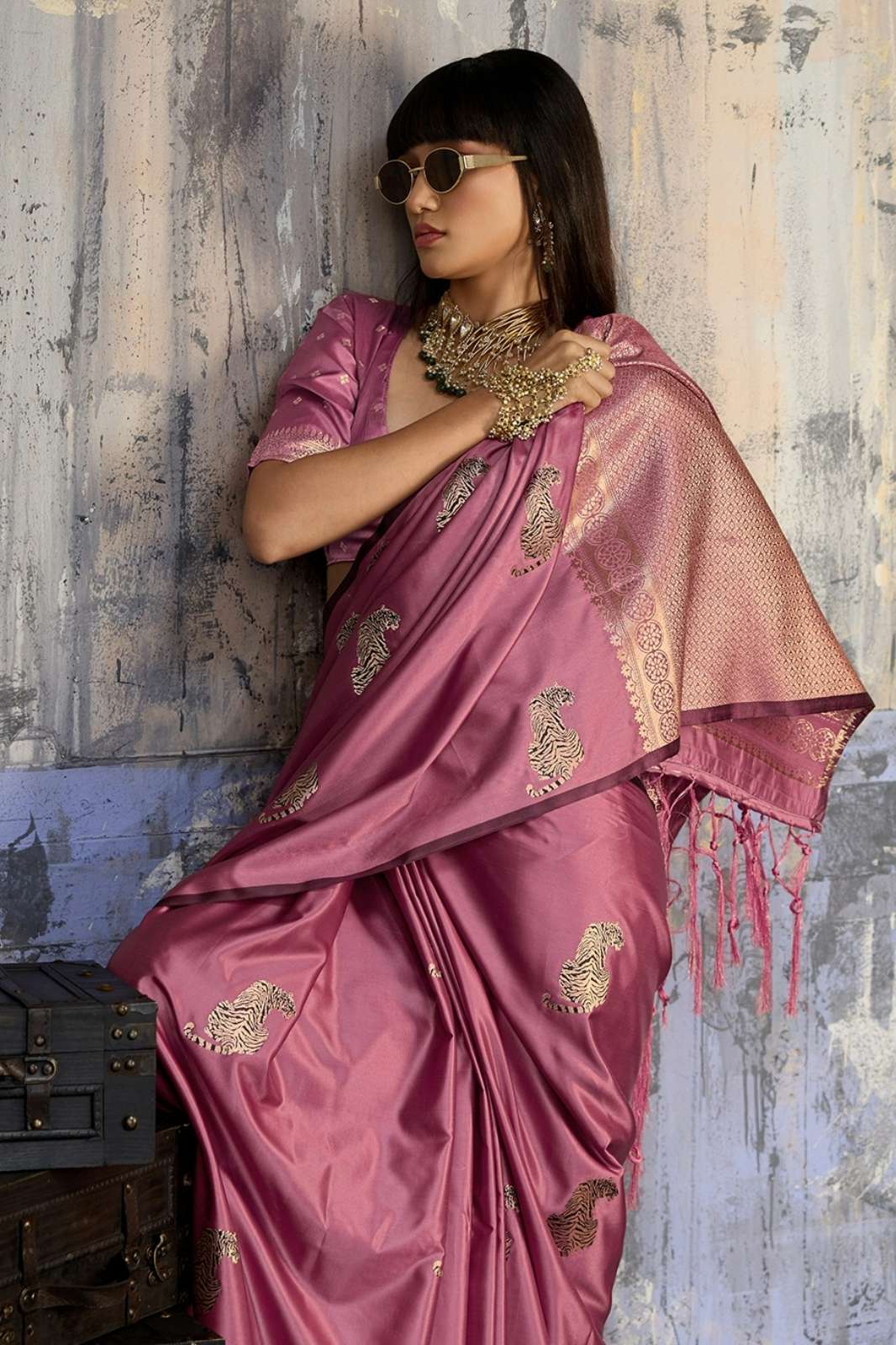 RAJTEX PRESENTS Kanthkala Tiger Pure Satin Handloom Weaving Saree Collection