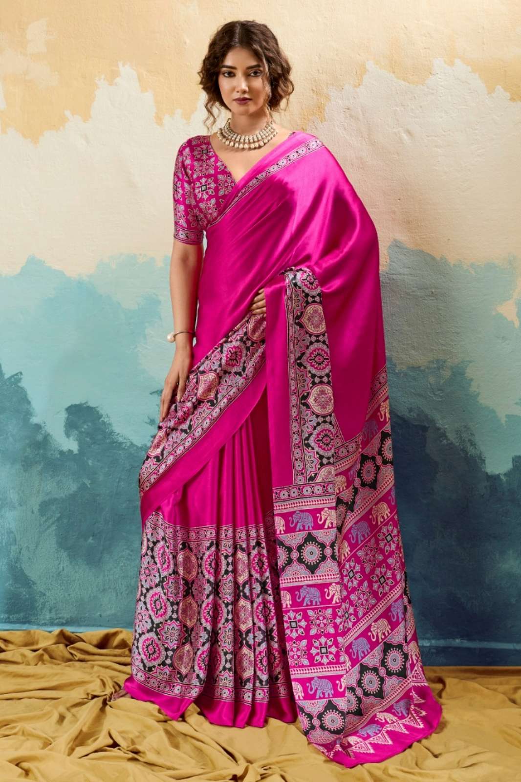 RAJTEX PRESENTS Pure Ajrakh 034 Modal Satin Ajrakh Print Saree Collectio