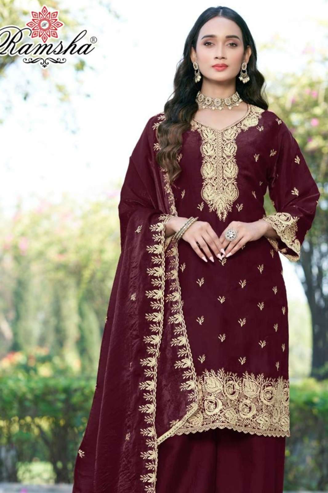RAMSHA R 1524 Ready To Wear Embroidery Pakistani Fandy Fabric Suit