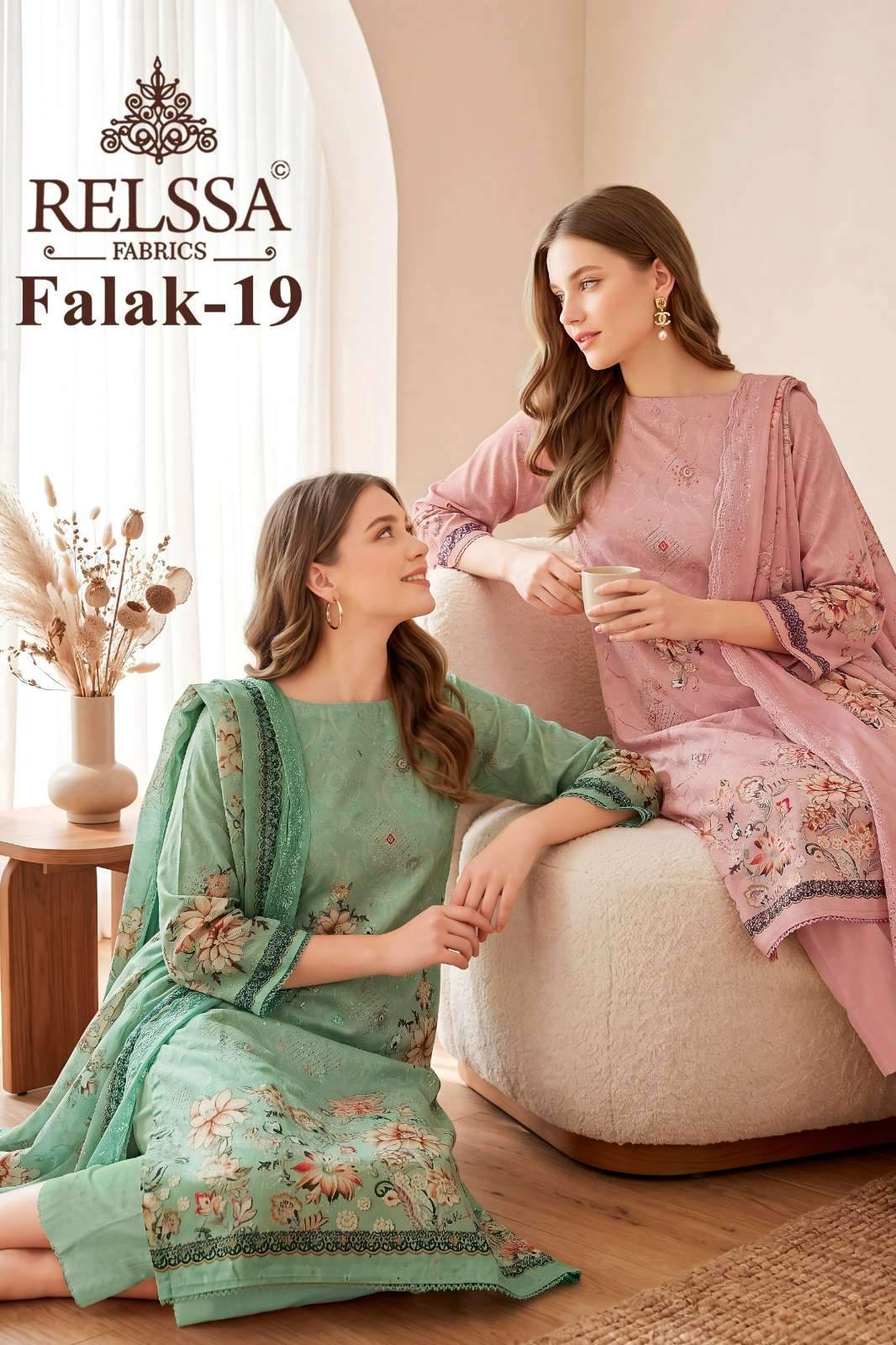 Relssa FALAK 19 Pure Cotton Embroidery work with digital printed Suit