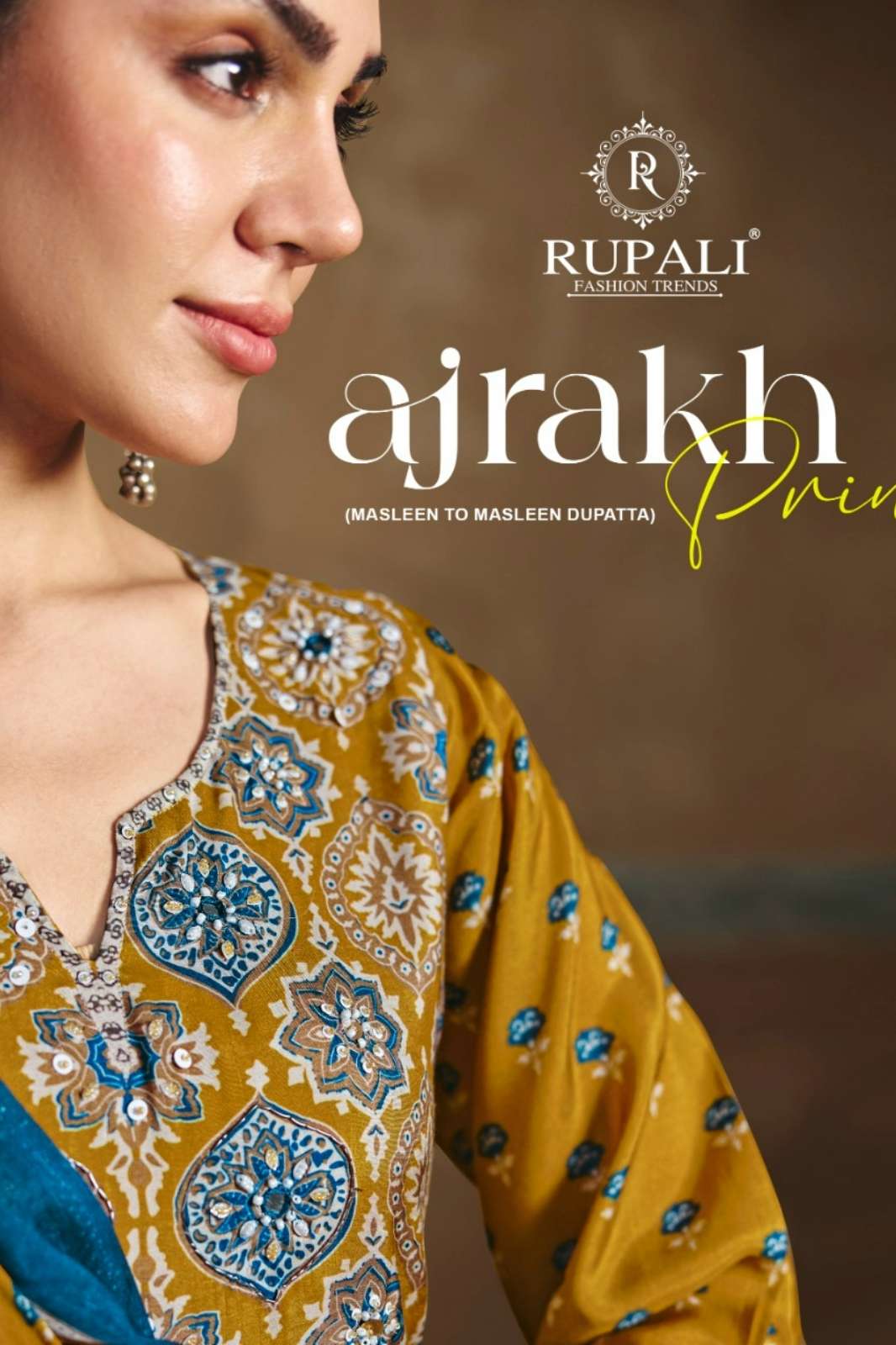 RUPALI AJRAKH PRINT VISCOSE MUSLIN DIGITALLY PRINT & HANDWORK SUIT