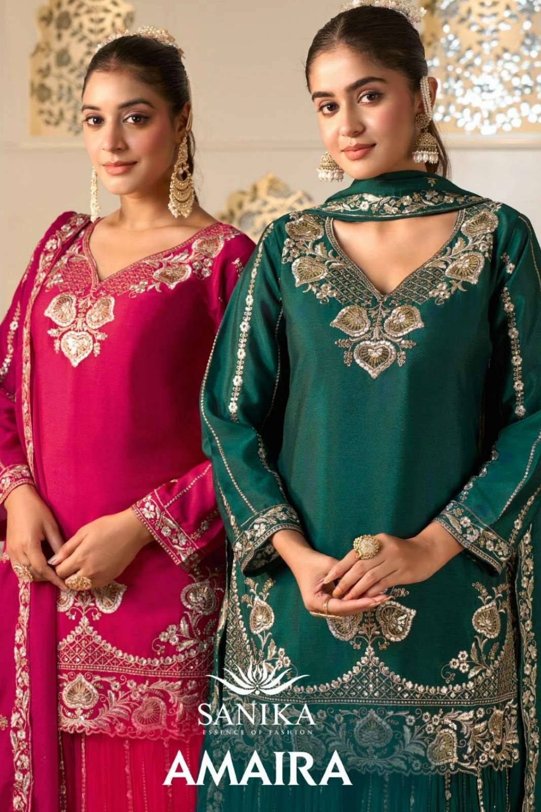 SANIKA FASHION AMAIRA PREMIUM  GEORGETTE SILK EMBROIDERED  & MIRROR WORK SUIT 