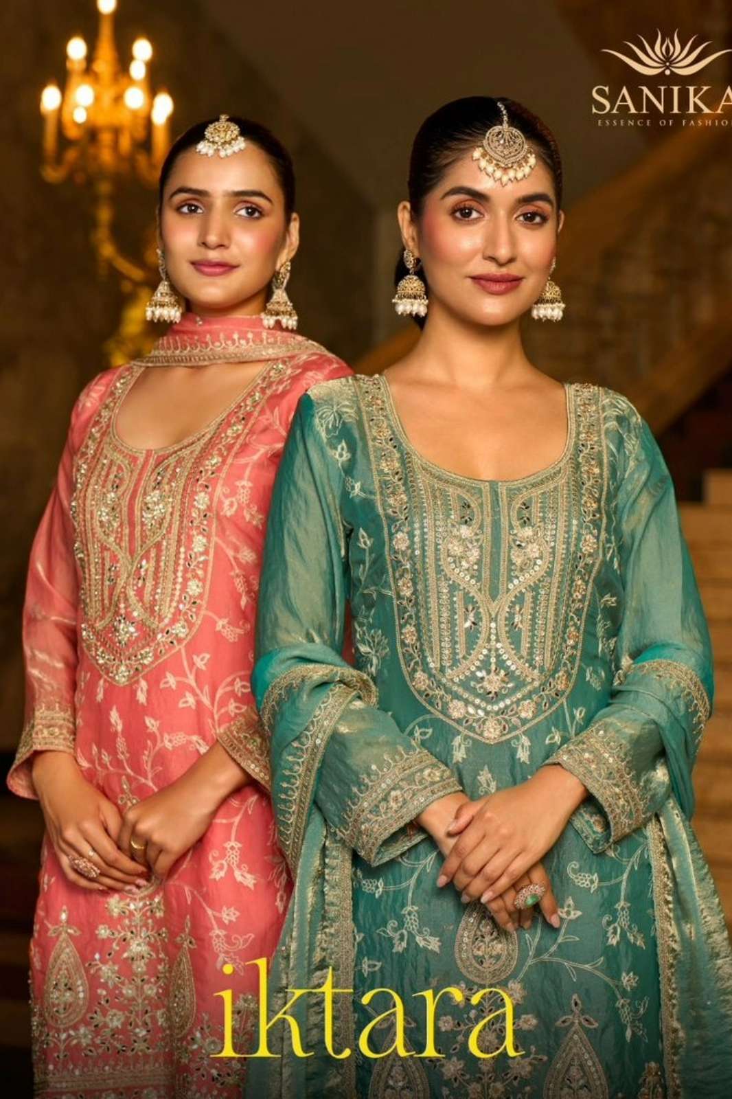 SANIKA FASHION IKATARA READY TO WEAR FENDY SILK HEAVY EMBROIDERED PLAZZO SUIT