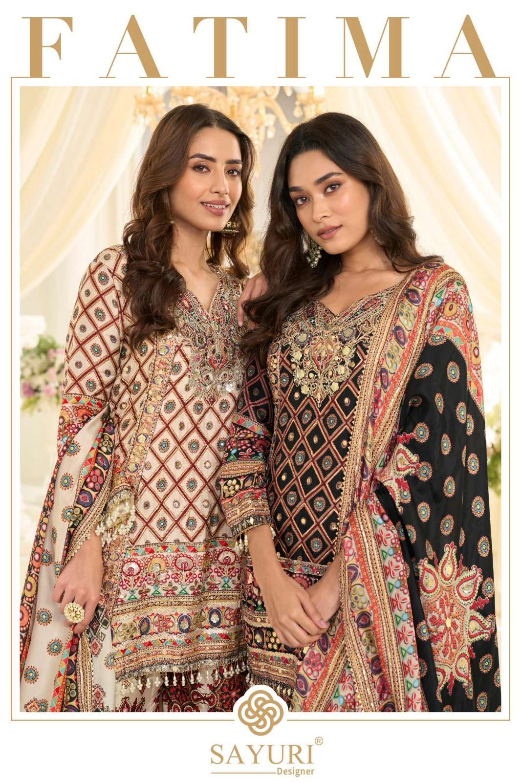 SAYURI FATIMA 23264 READY TO WEAR NATURAL CREP SILK EMBLLISHED GOTA PATTI SUIT 