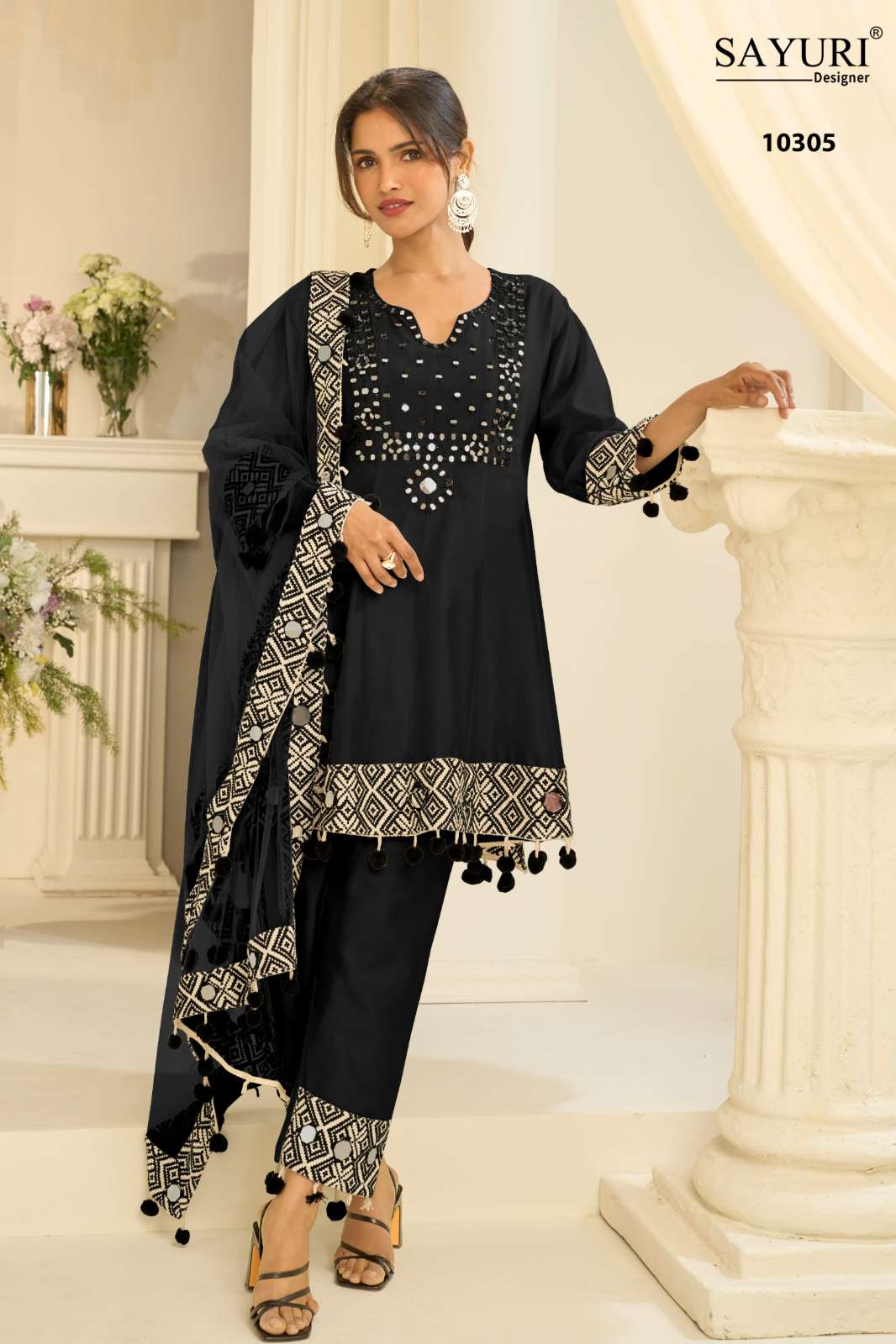 SAYURI MIRROR COLLECTION READY TO WEAR PREMIUM REAL CHINON SILK SUIT