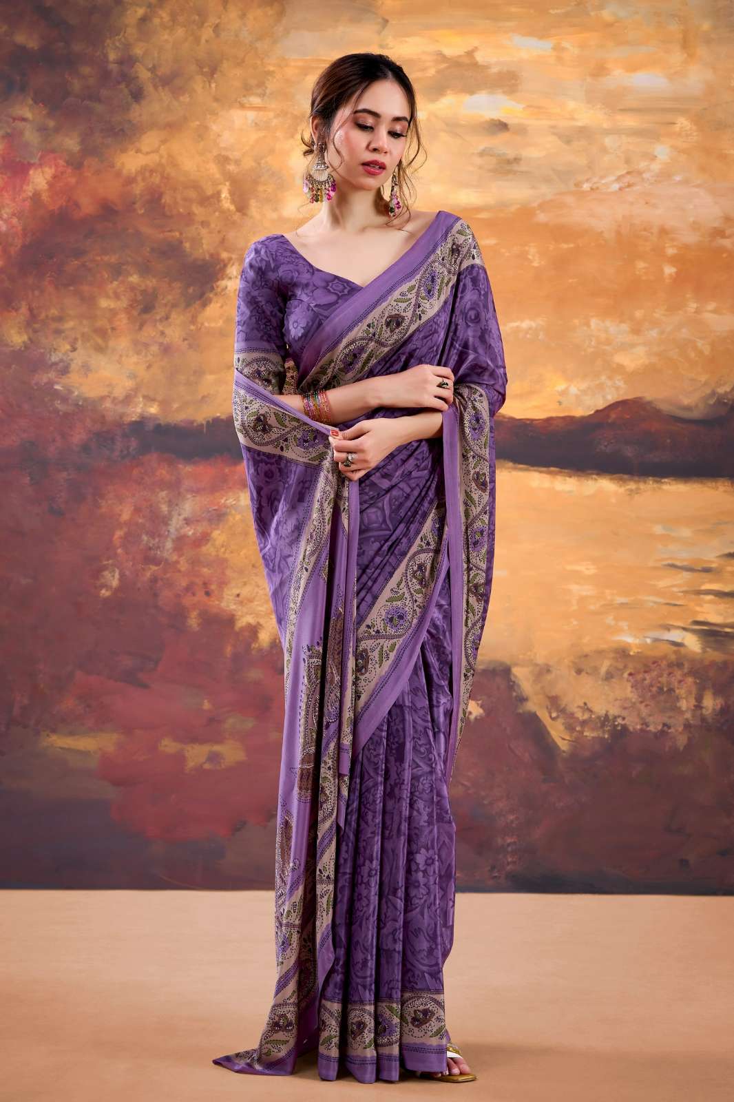 Shri Balaji Emporium 22225 Beautiful Printed Crepe Fabric Saree Collection