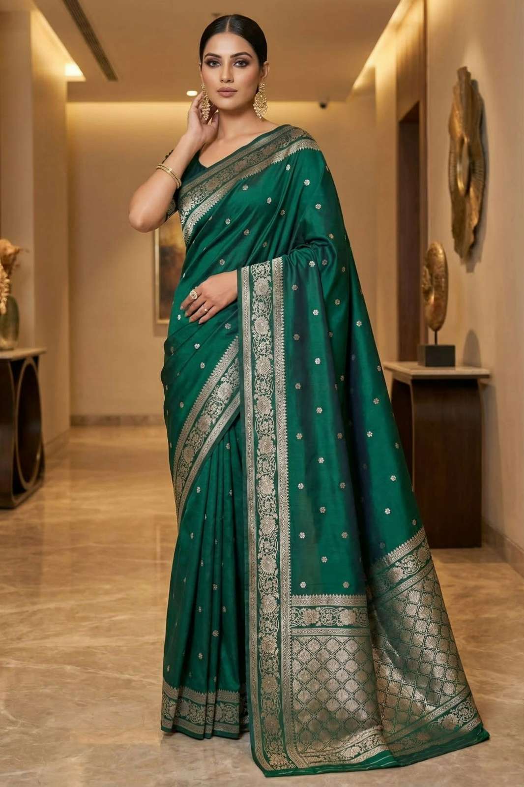 Shri Balaji Emporium 22233 Beautiful Soft And pure banarasi silk saree with self weaving design