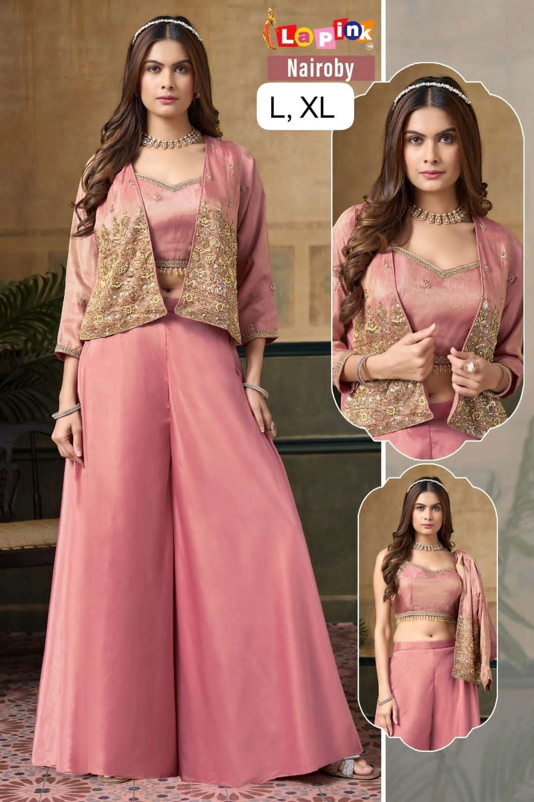 Lapink 22281 Chinoon fabric Embroidered Indo western with Moti work
