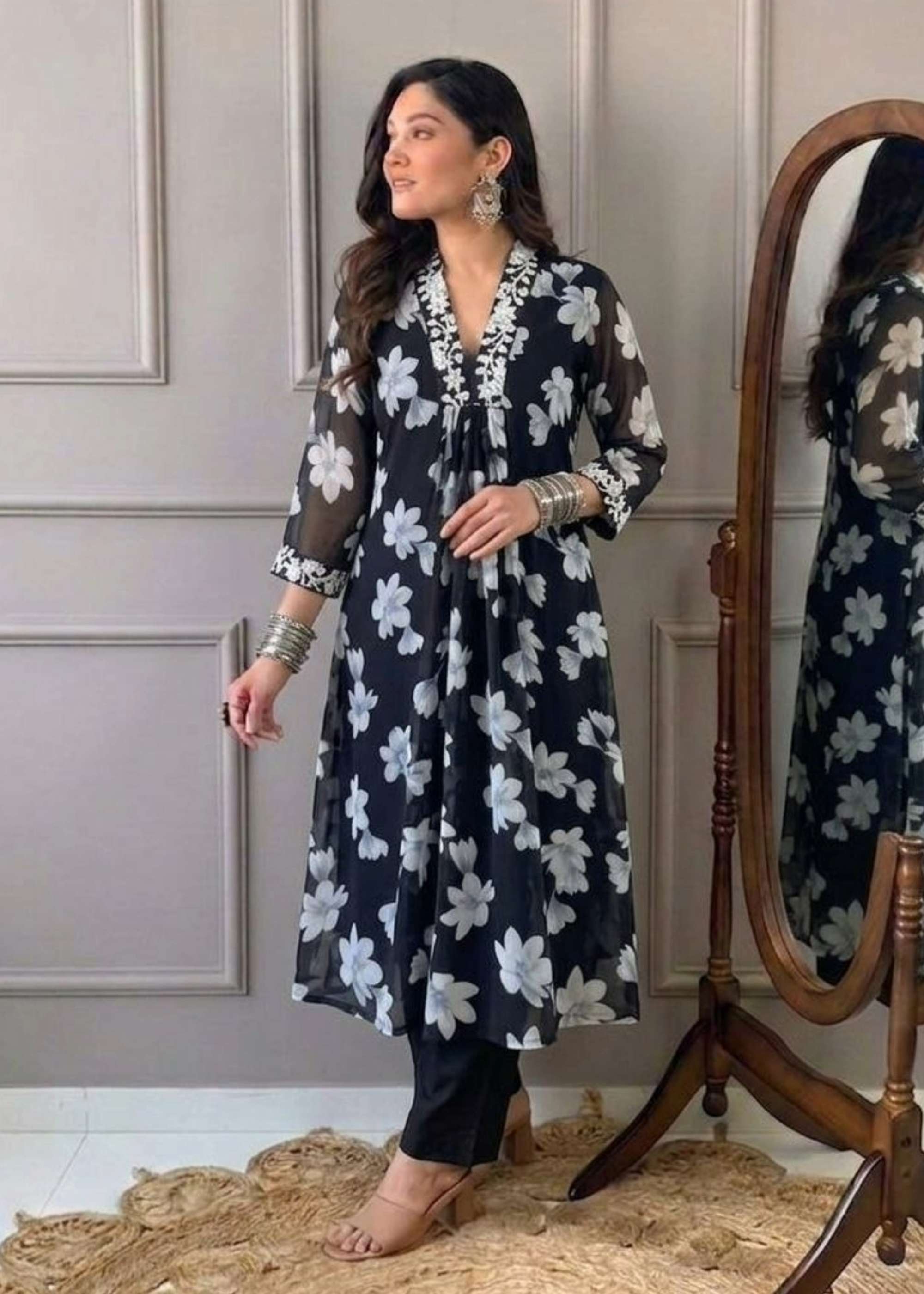 Shri Balaji Emporium 22364 Ready to wear Faux Georgette Kurti with Chikankari lace work