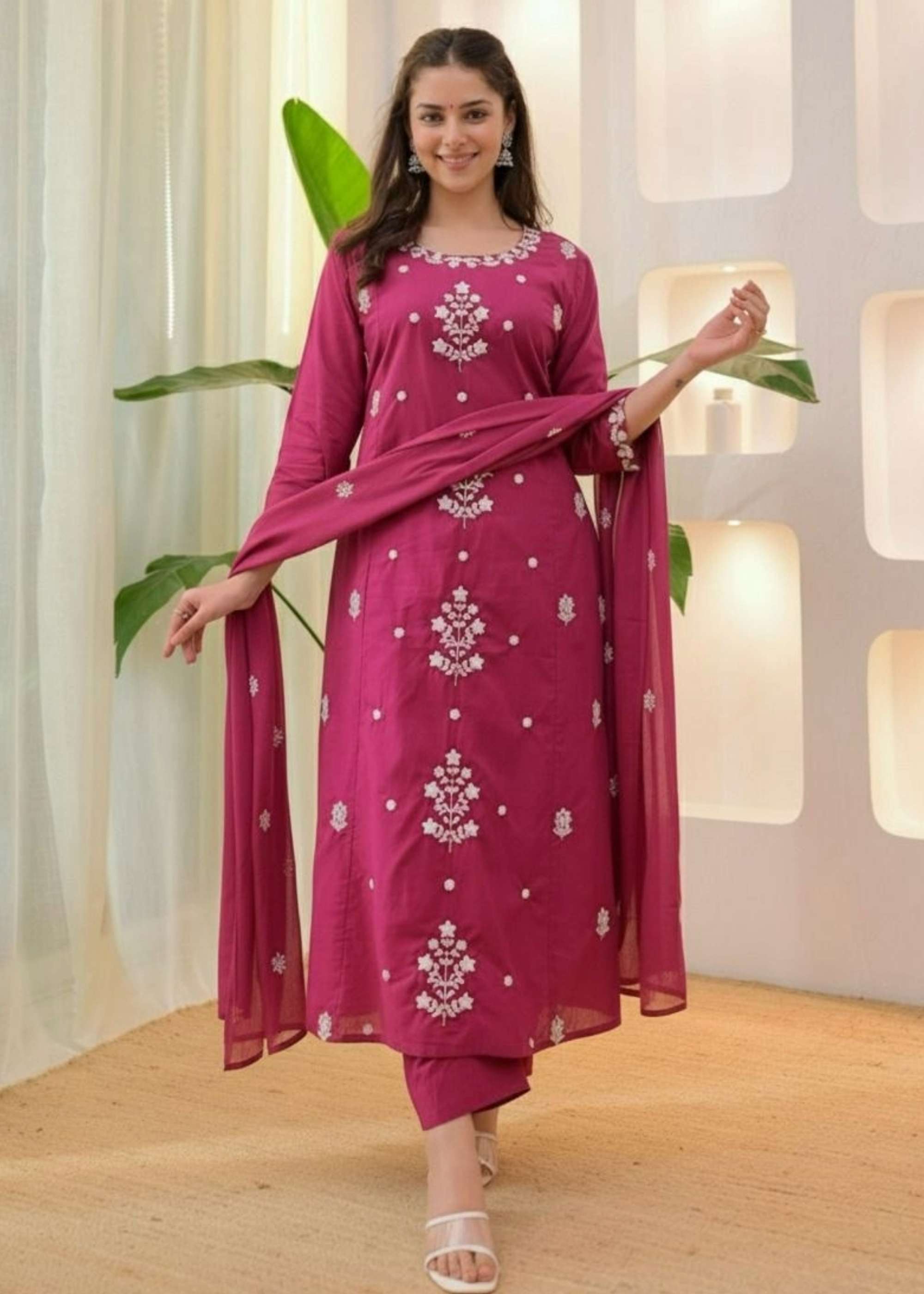 Shri Balaji Emporium 22367 Ready to wearRoman Silk Suit with All Over Embroidery Work 