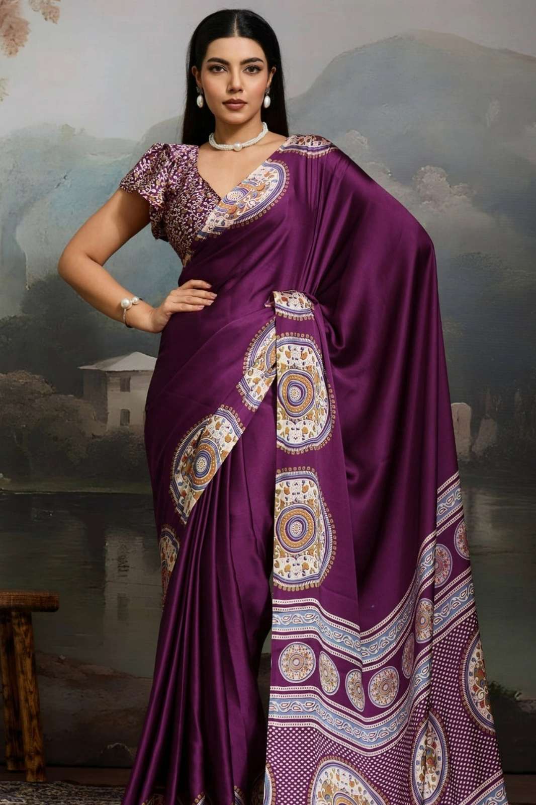 Shri Balaji Emporium 22391 Original Japan Satin Silk Printed Saree