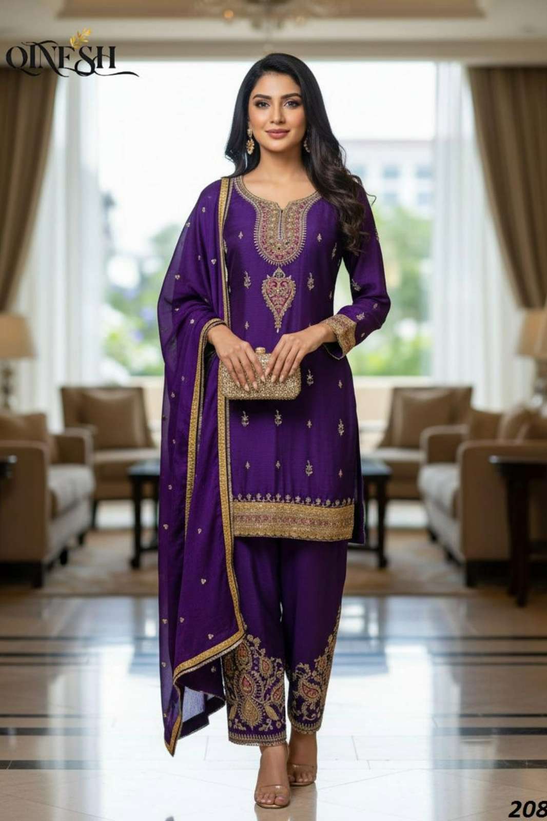 Shri Balaji Emporium 22401 CHINON SUIT WITH EMBROIDERY CODDING WITH SEQUENCE WORK