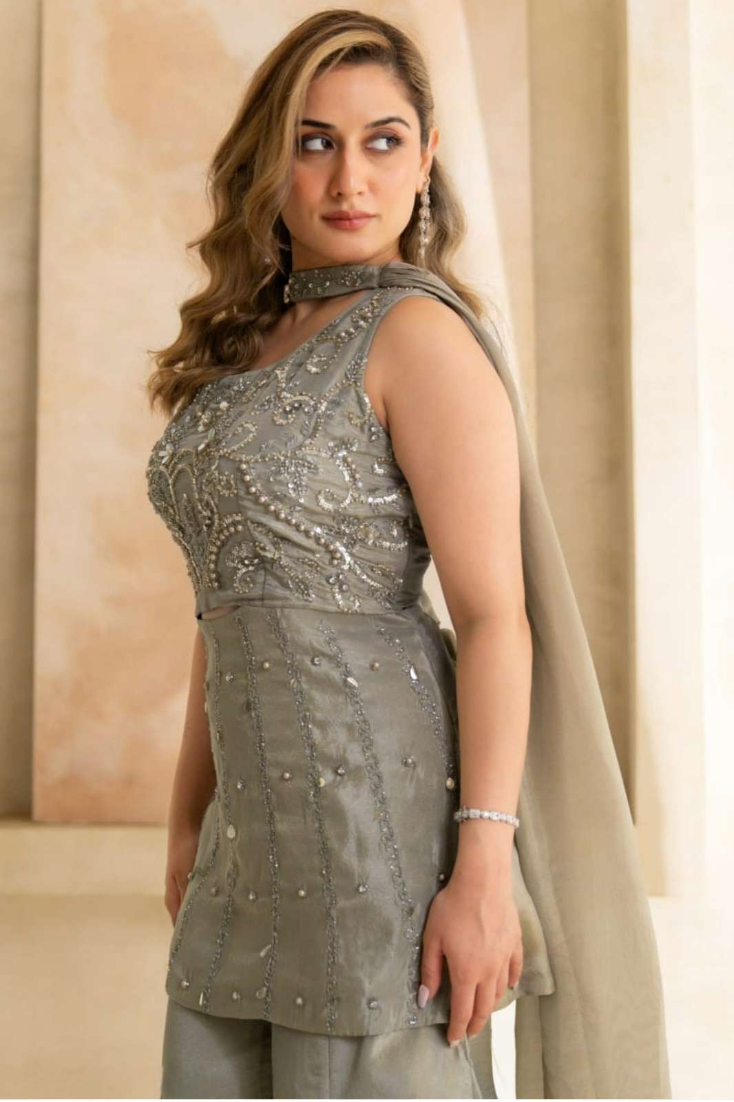 Shri Balaji Emporium 22402 PURE GEORGETTE CHINON & SILK SUIT WITH DETAILED  HANDWORK