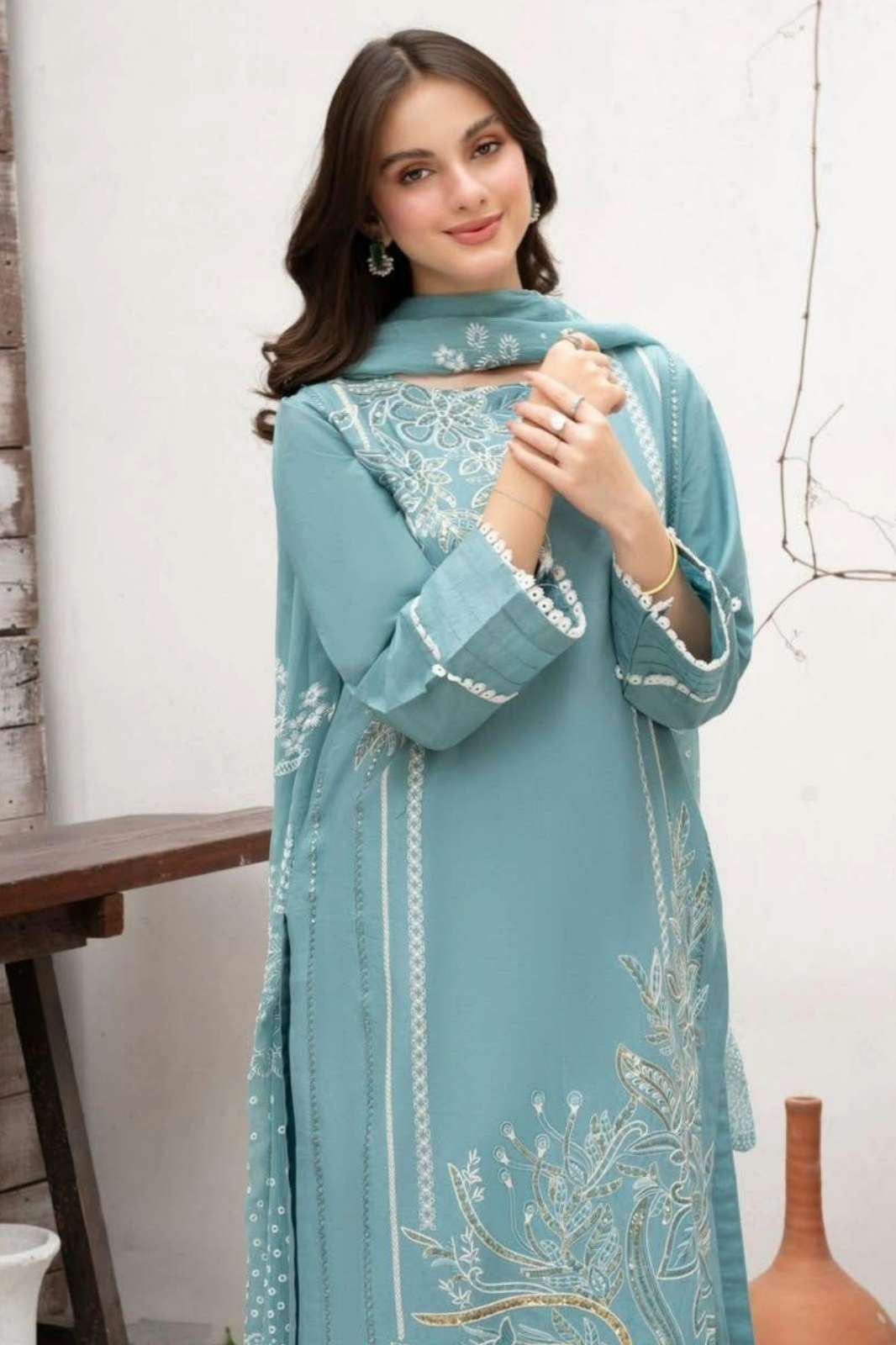 Shri Balaji Emporium 22403 SEQUENCE EMBROIDERED ROMAN SILK FABRIC SUIT 