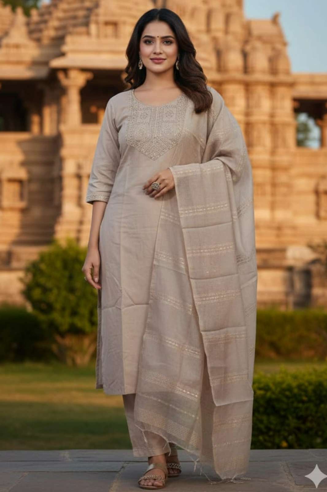 Shri Balaji Emporium 22426 SLUB COTTON HEAVY EMBROIDERY WORK SUIT