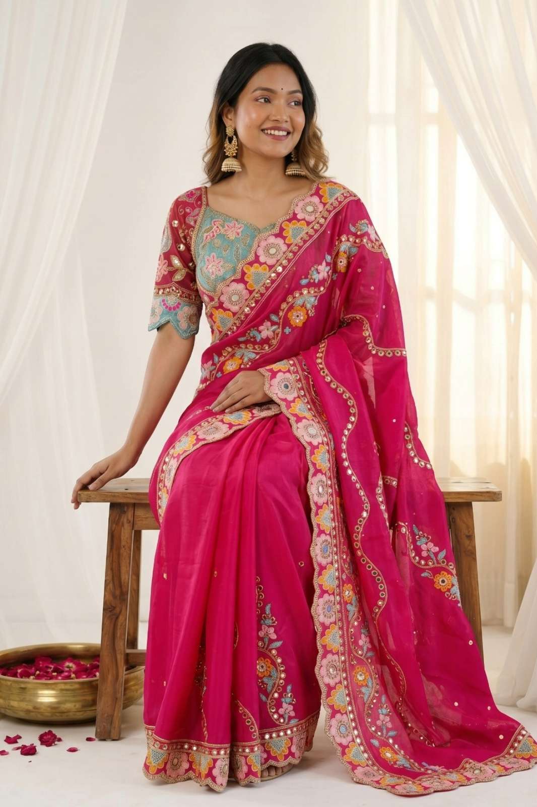 Shri Balaji Emporium 22432 Pure Rangoli silk sequence and zari embroidery work Saree