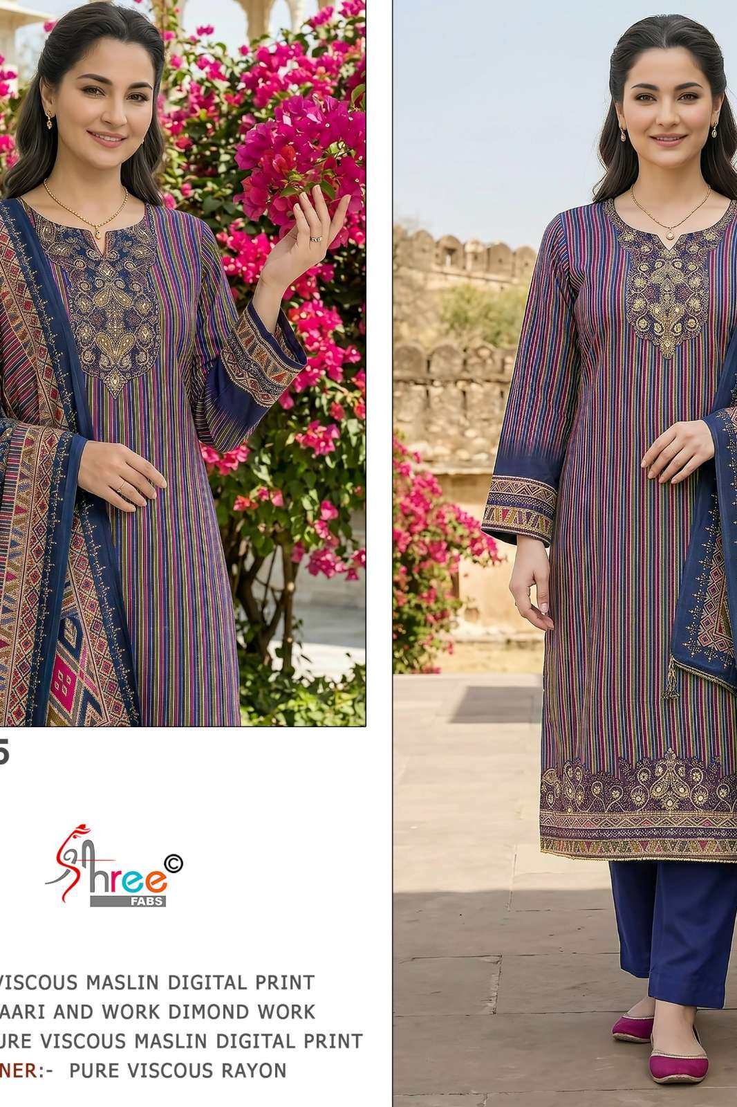 Shri Balaji Emporium 22447 Presents Pure viscous Maslin digital print and hand work Suit 