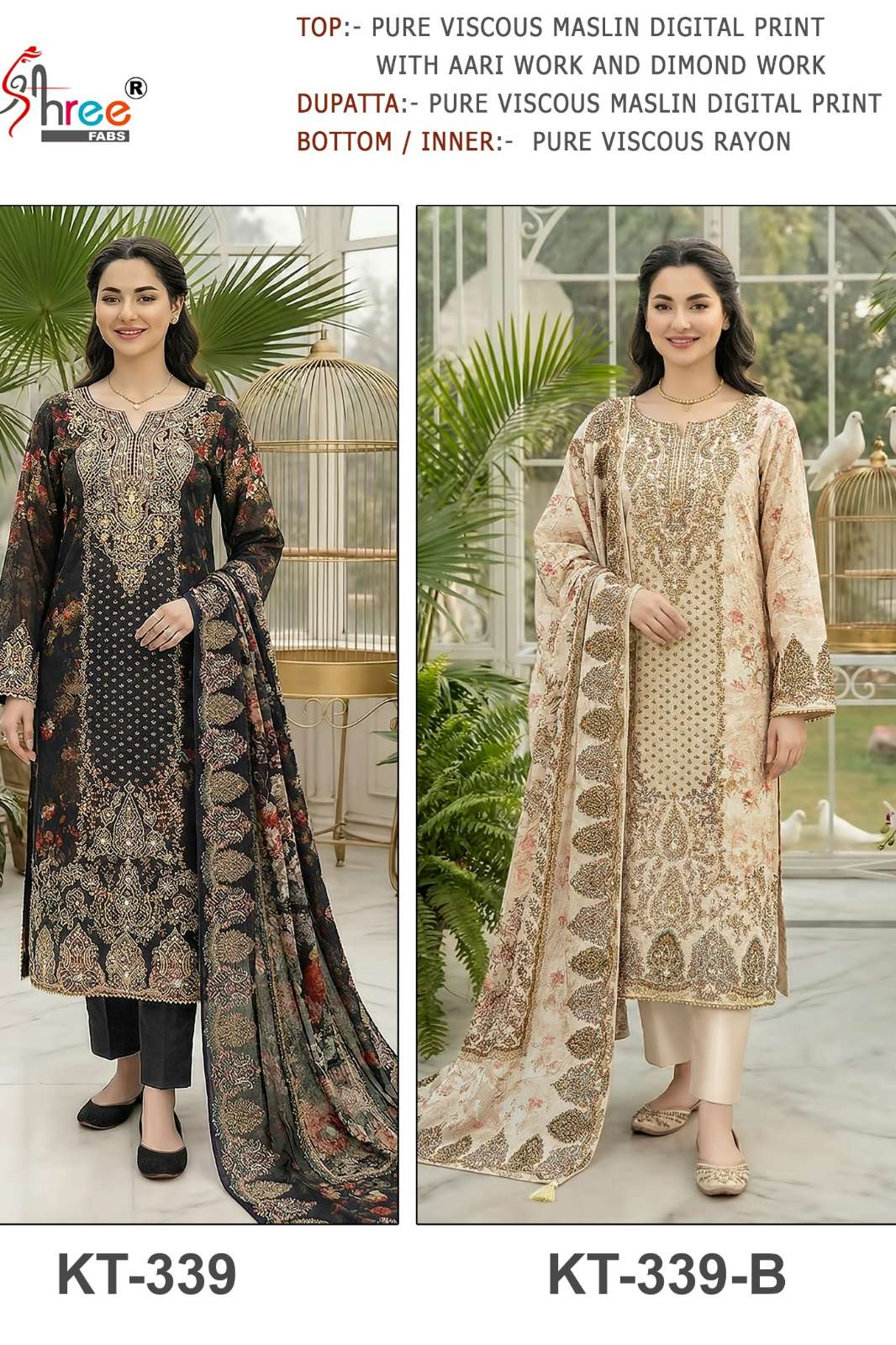Shri Balaji Emporium 22448 Presents Pure viscous Maslin digital print and Aari with dimond Work Suit 