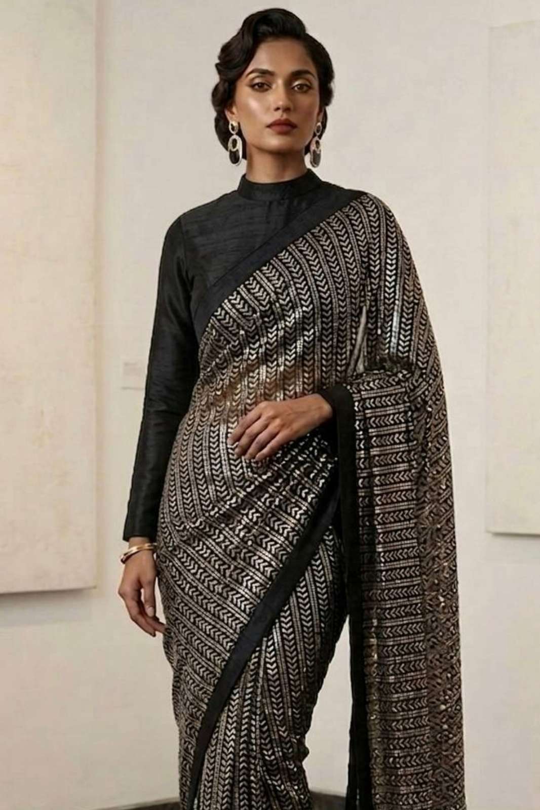 Shri Balaji Emporium 22451 Sequnece work  Georgette Saree